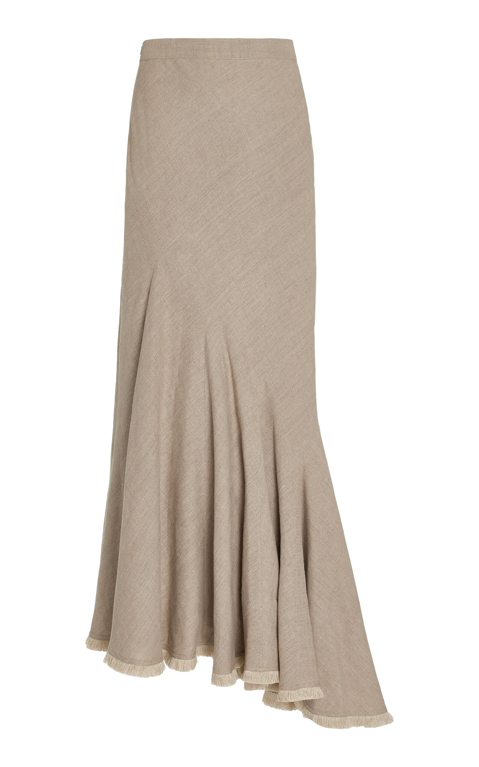 Max Mara Tione Fringed Linen Maxi Skirt In Neutral