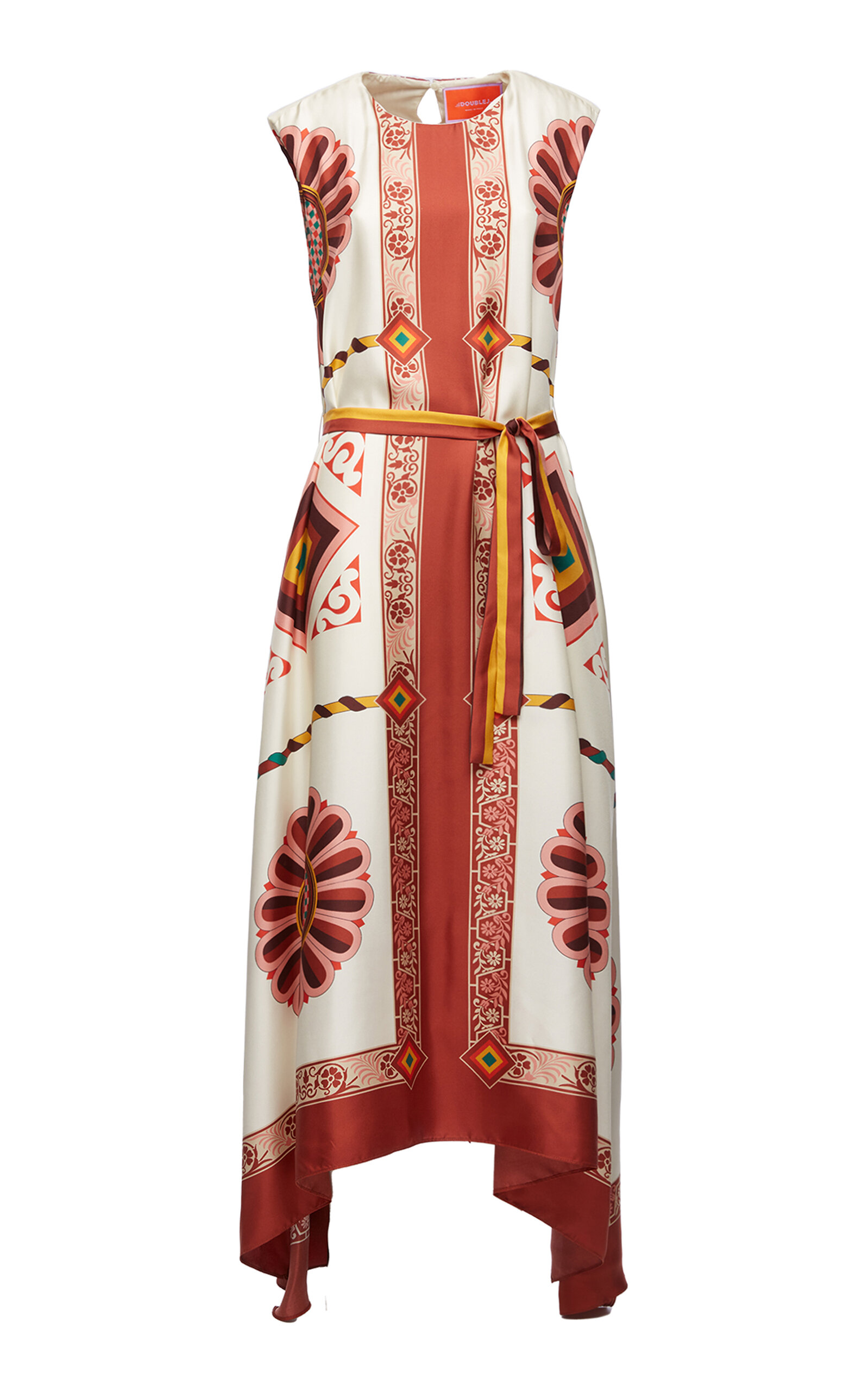 La Doublej La Double J Ladies Macro Tiles Placed Twill Silk San Carlo Dress In Floral