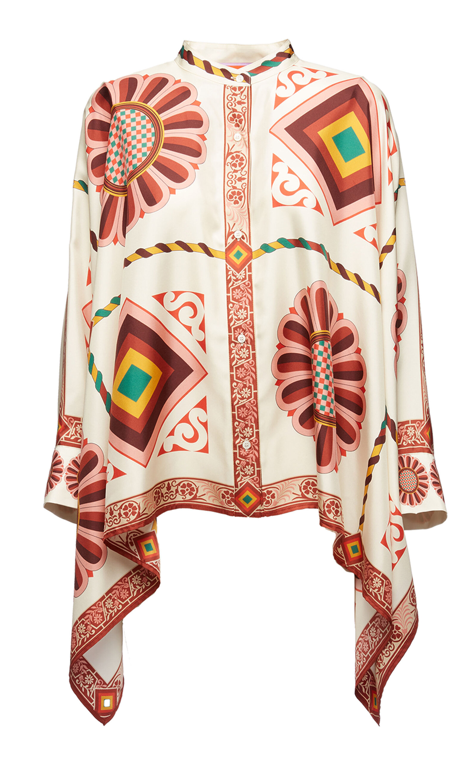 La Doublej Placed-print Silk Foulard Shirt In Multi