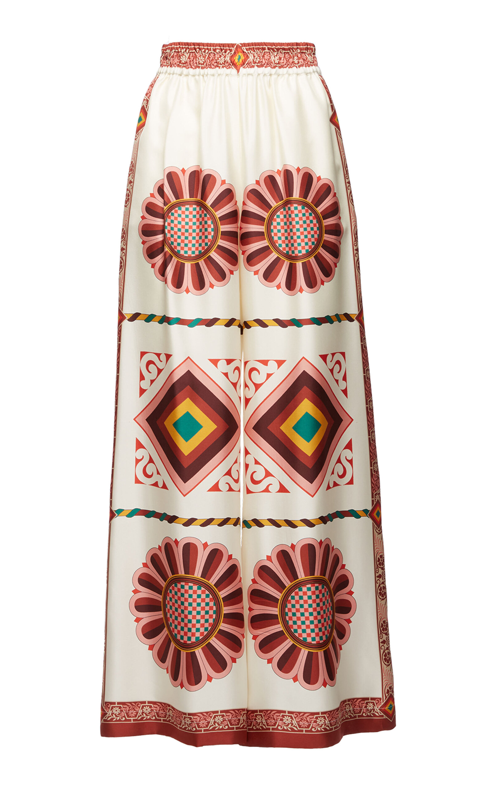 La Doublej Tile-printed High-waist Palazzo Trousers In Multi
