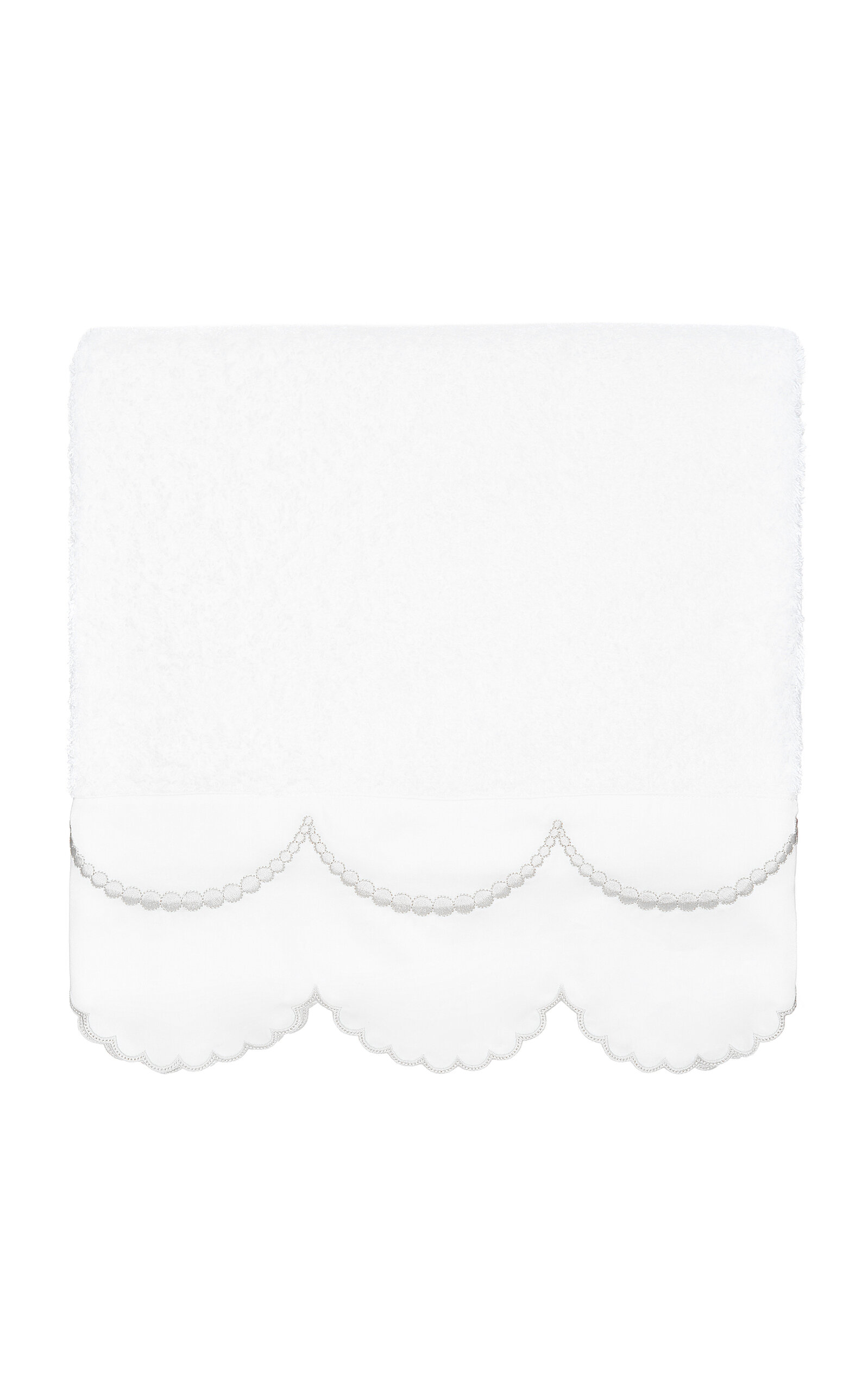Los Encajeros Perlas Cotton Bath Towel In White