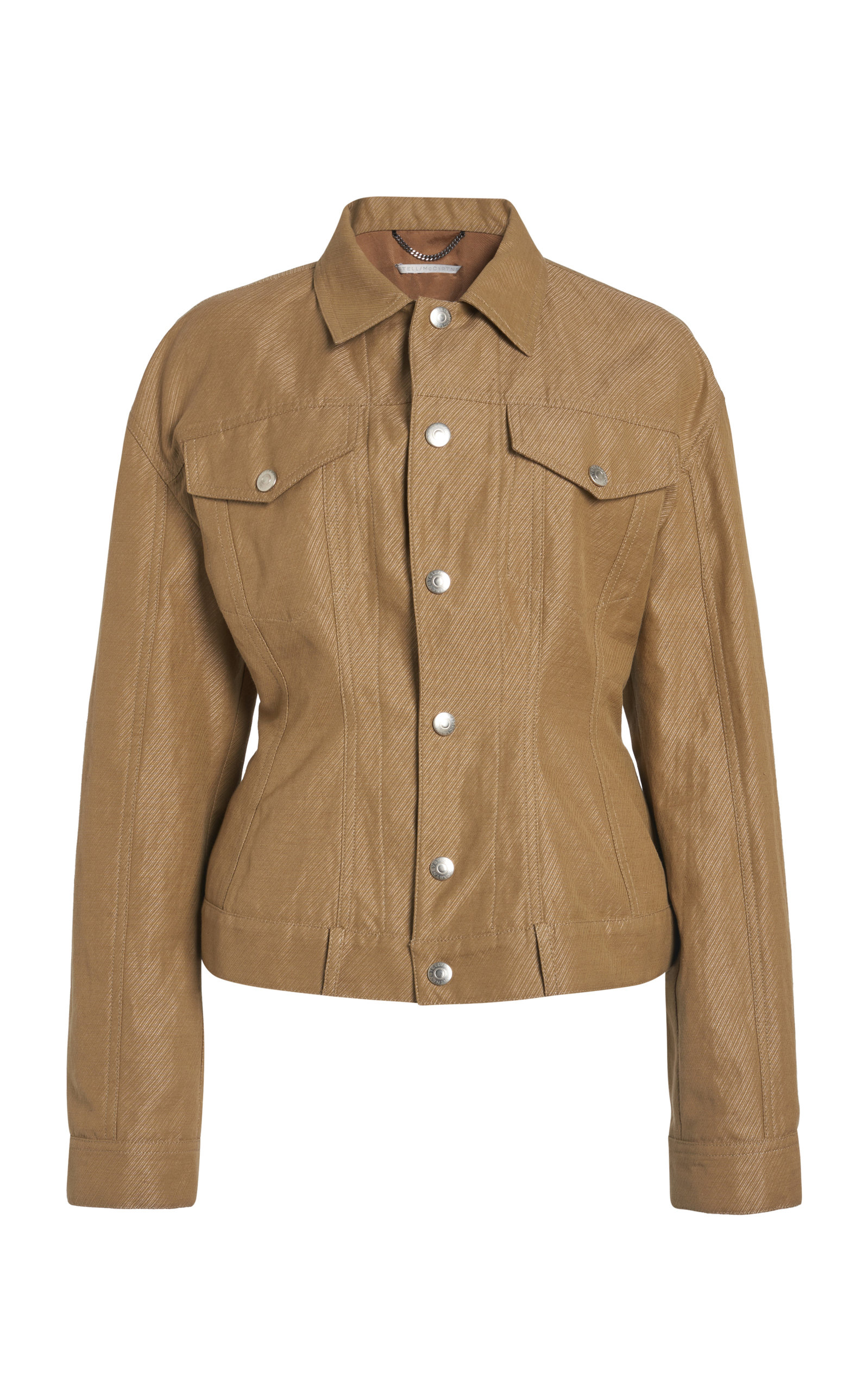 Shop Stella Mccartney Cinched Denim Trucker Jacket In Neutral
