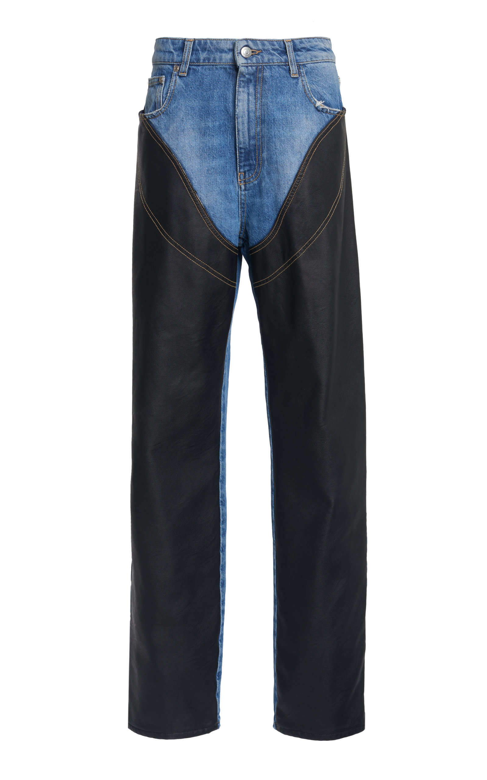 STELLA MCCARTNEY WOMEN'S TWO-TONED MID-RISE STRAIGHT-LEG JEANS