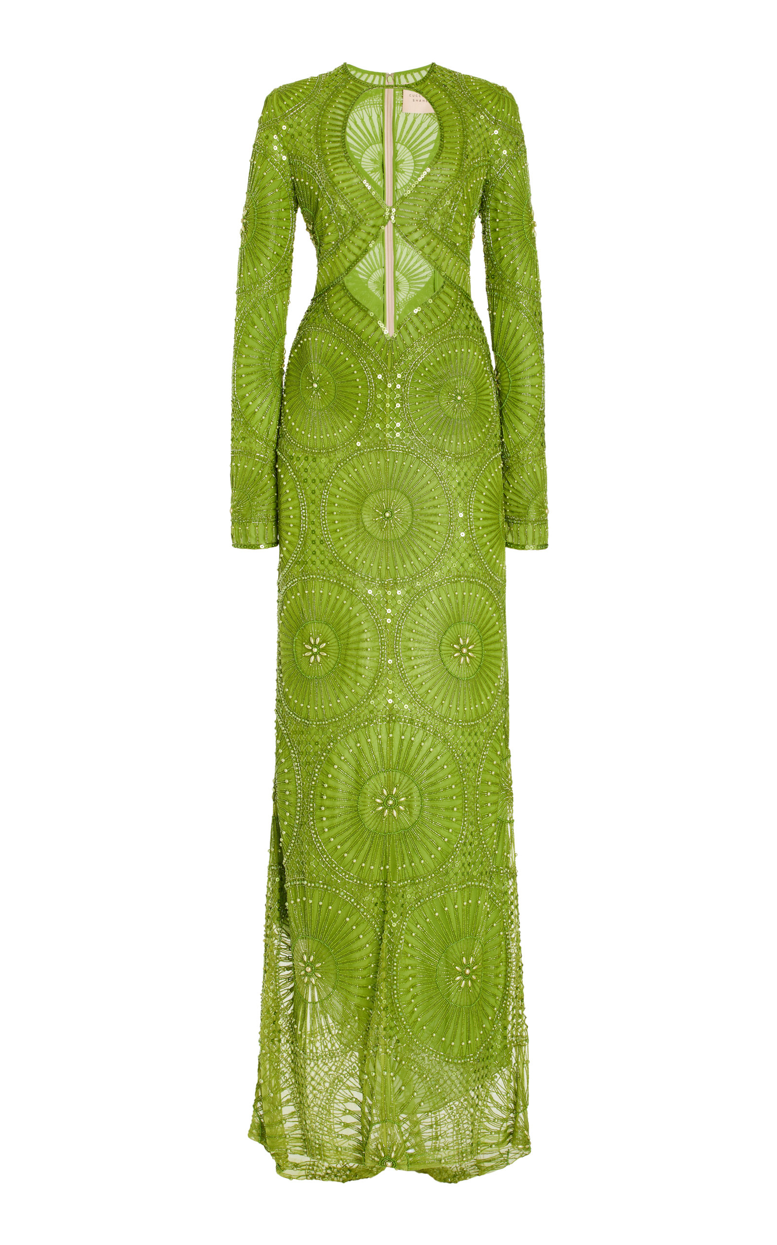 Cucculelli Shaheen Women's Serpentine Dentelle Deux Embellished Tulle Maxi  Dress In Green | ModeSens