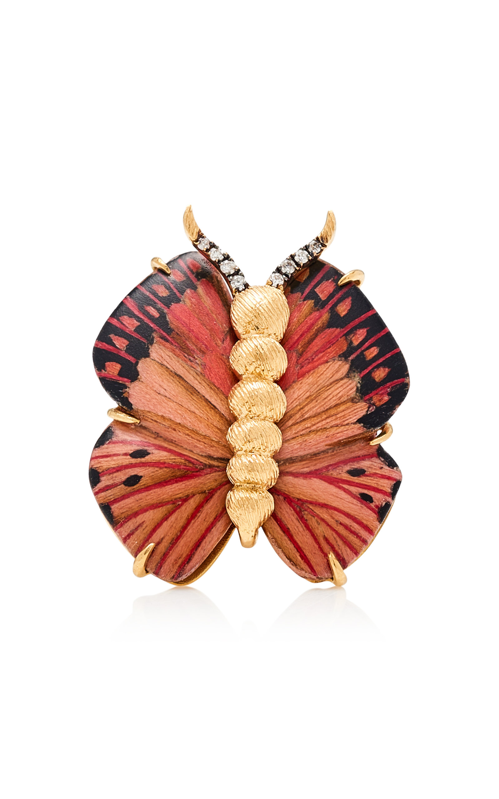 The Marquetry butterfly 18K Yellow Gold And Diamond Ring