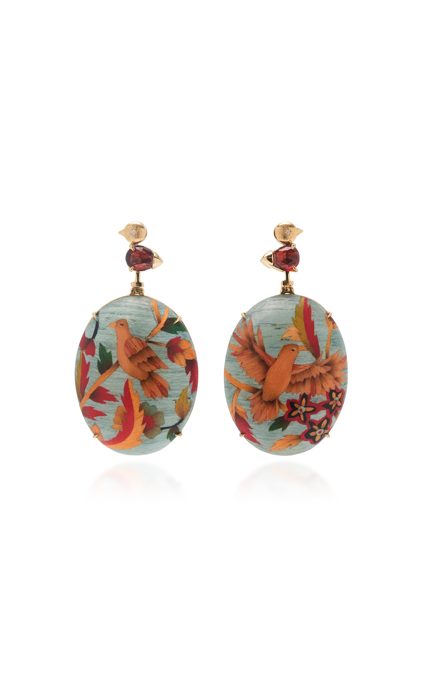 The Silk Road Marquetry 18K Yellow Gold And Diamond Earrings