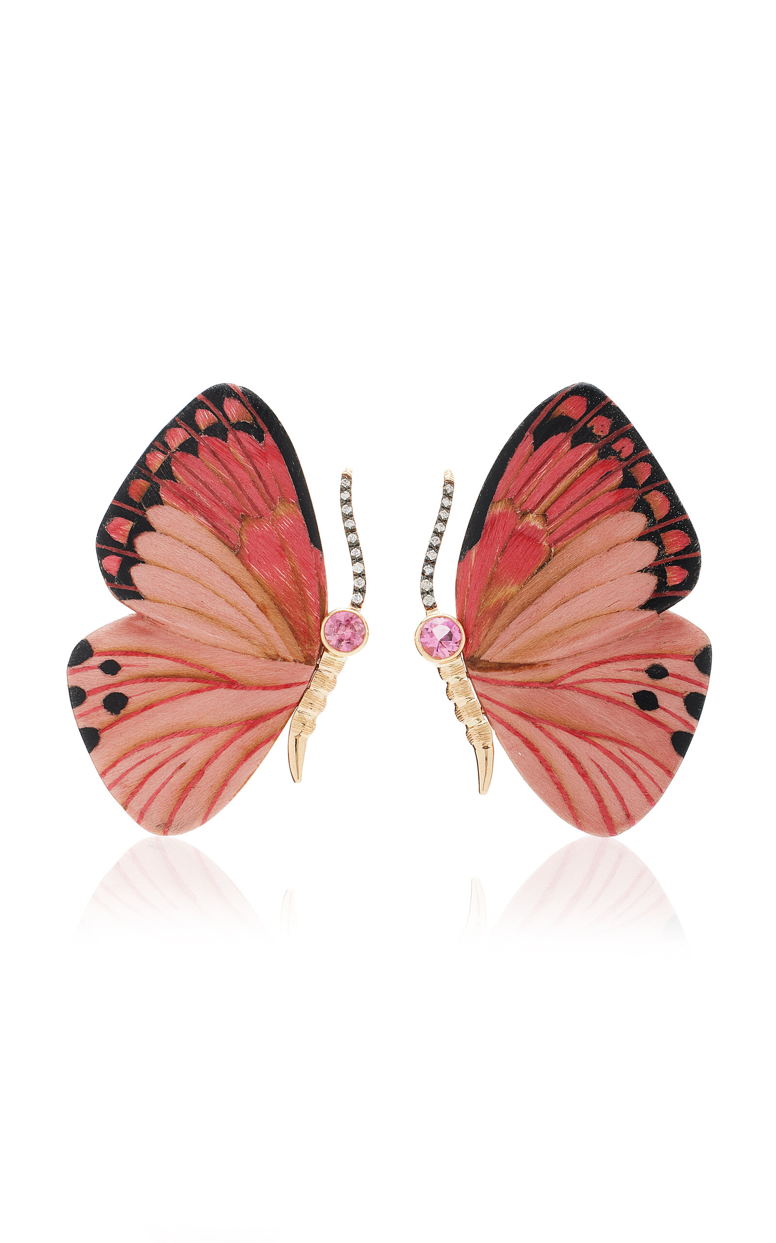Shop Silvia Furmanovich Marquetry Butterfly Diamond & Pink Tourmaline Earrings