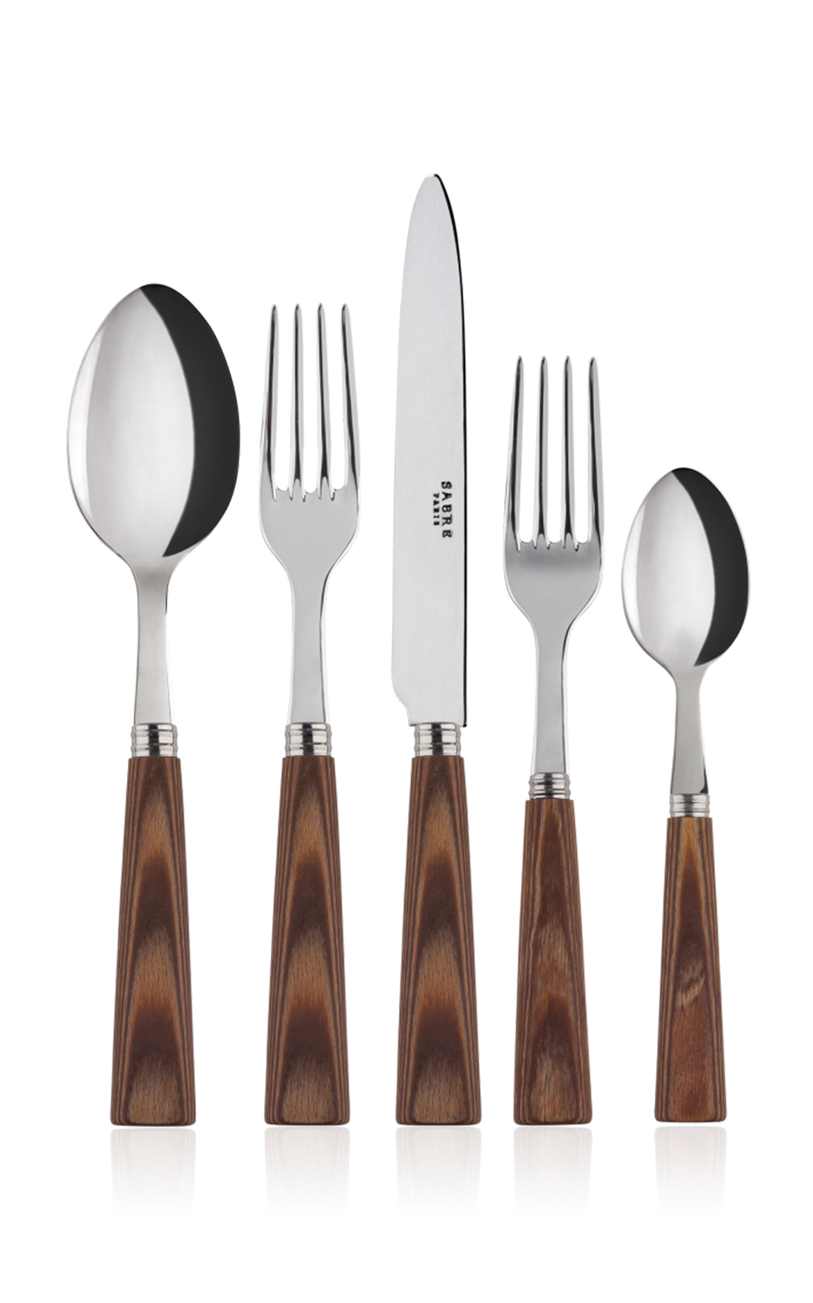 Sabre Nature Light Wood Five-Piece Silverware Set - Brown