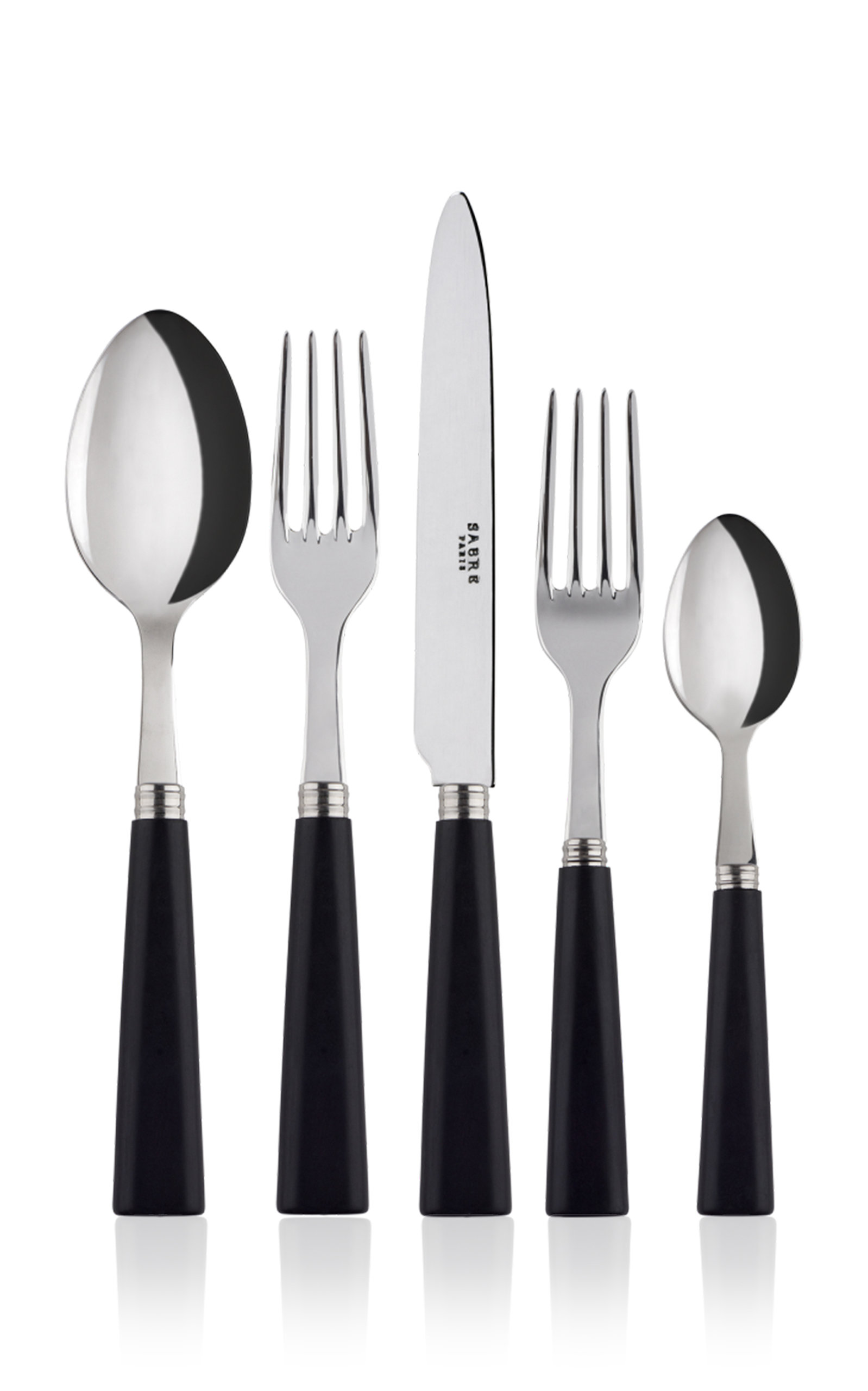 Sabre Nature Black Wood Five-Piece Silverware Set - Black