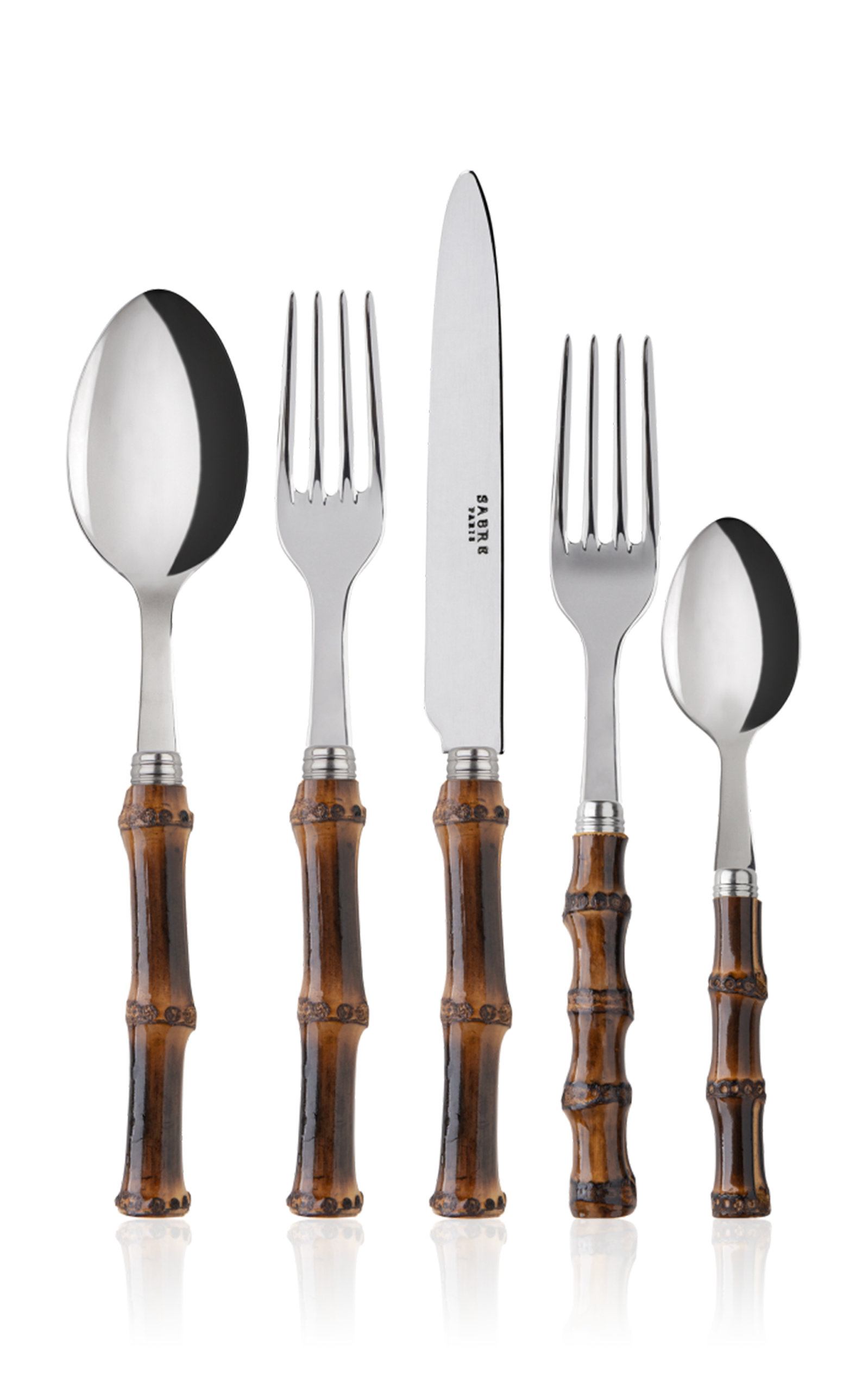 Sabre Panda Dark Bamboo Five-Piece Silverware Set - Brown