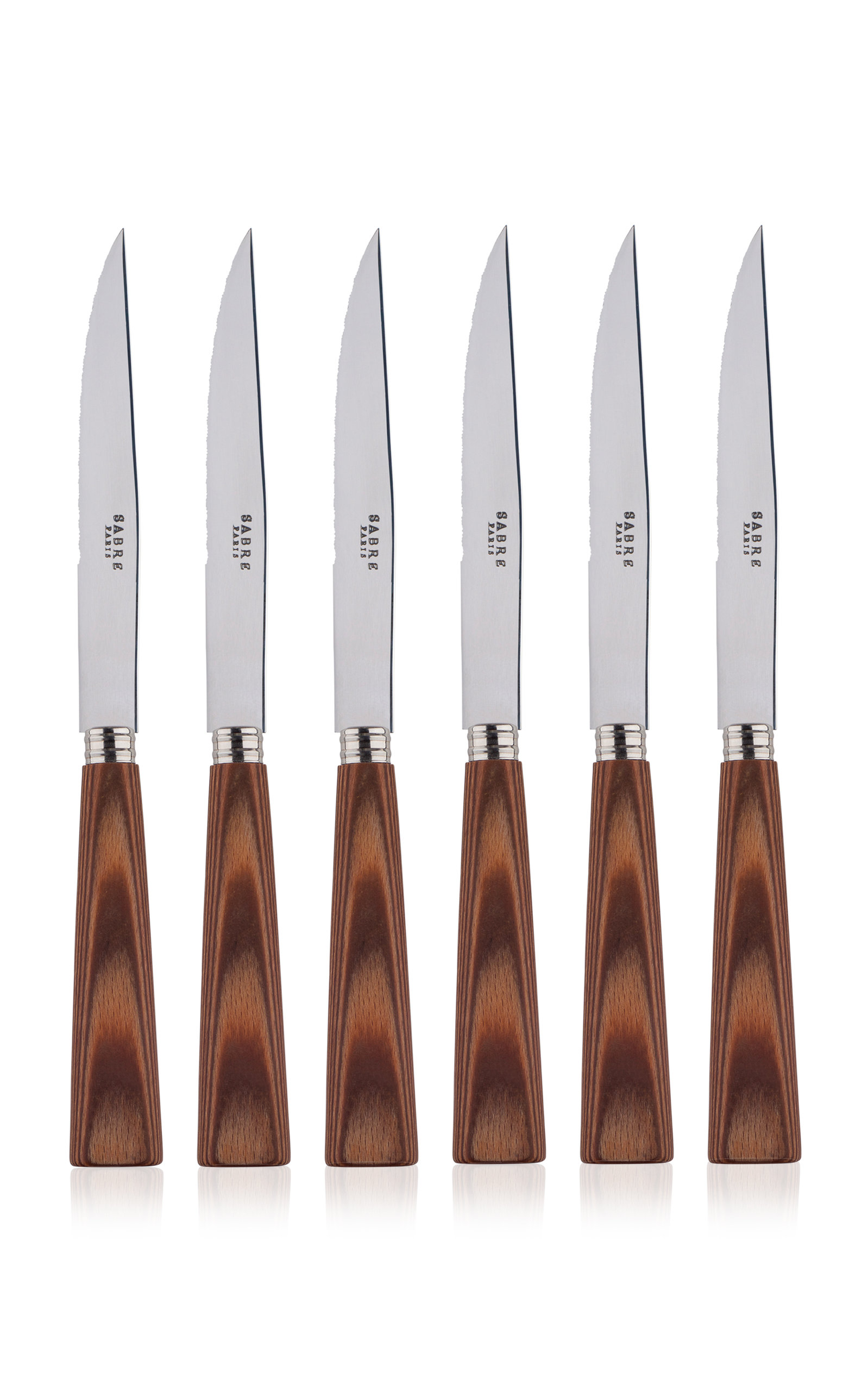 Sabre Nature Light Wood Six-Piece Steak Knife Set - Brown