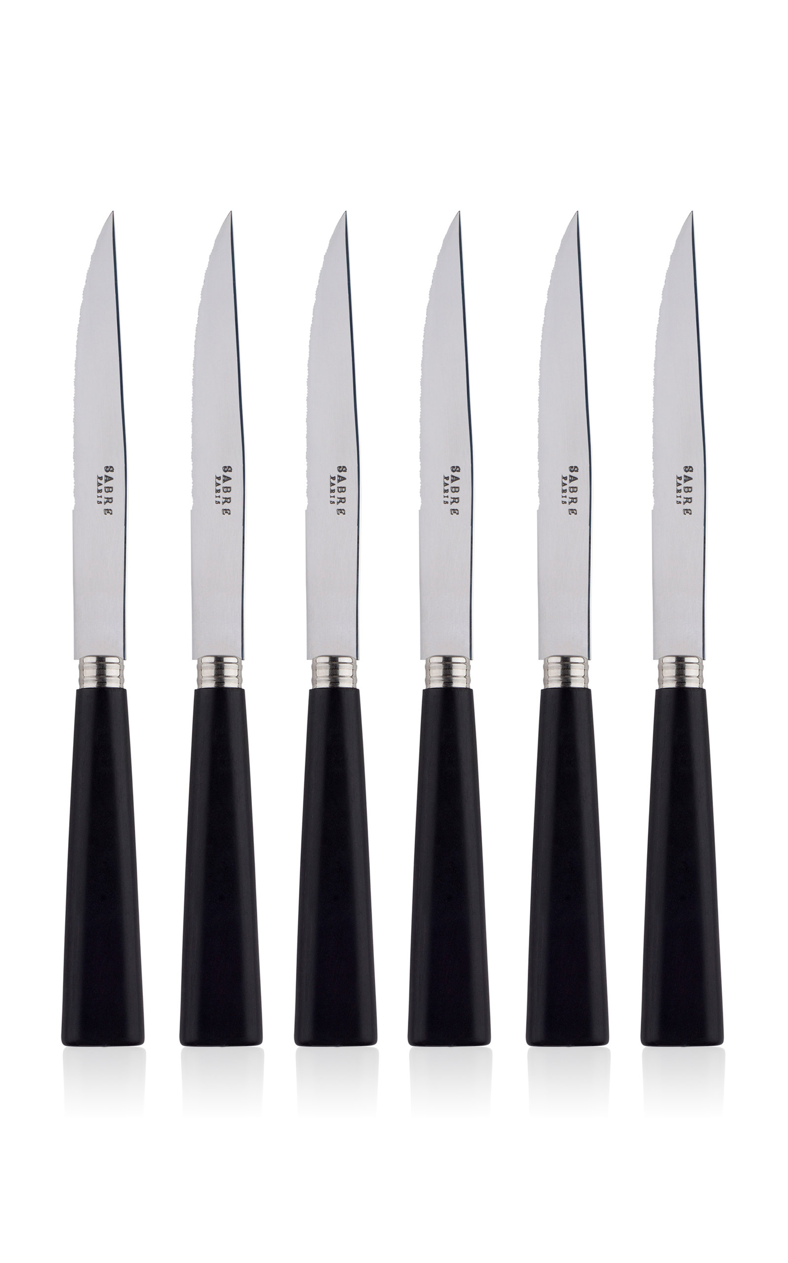 Sabre Nature Black Wood Six-Piece Steak Knife Set - Black