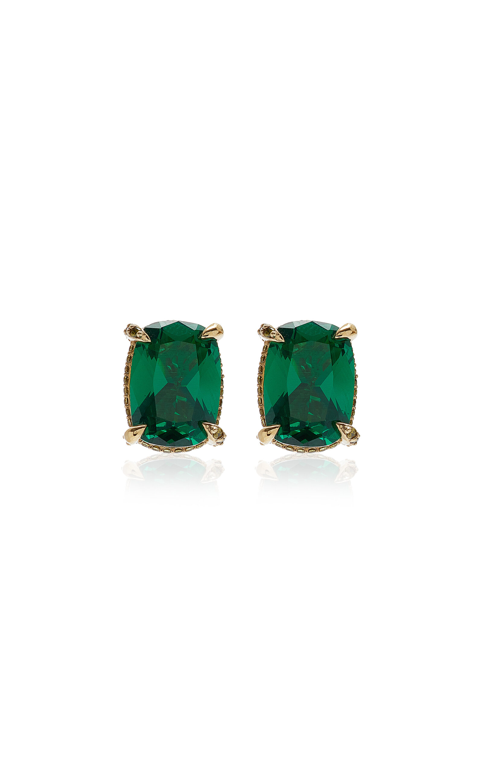 Anabela Chan Supernova Simulated Stone Stud Earrings In Green/gold
