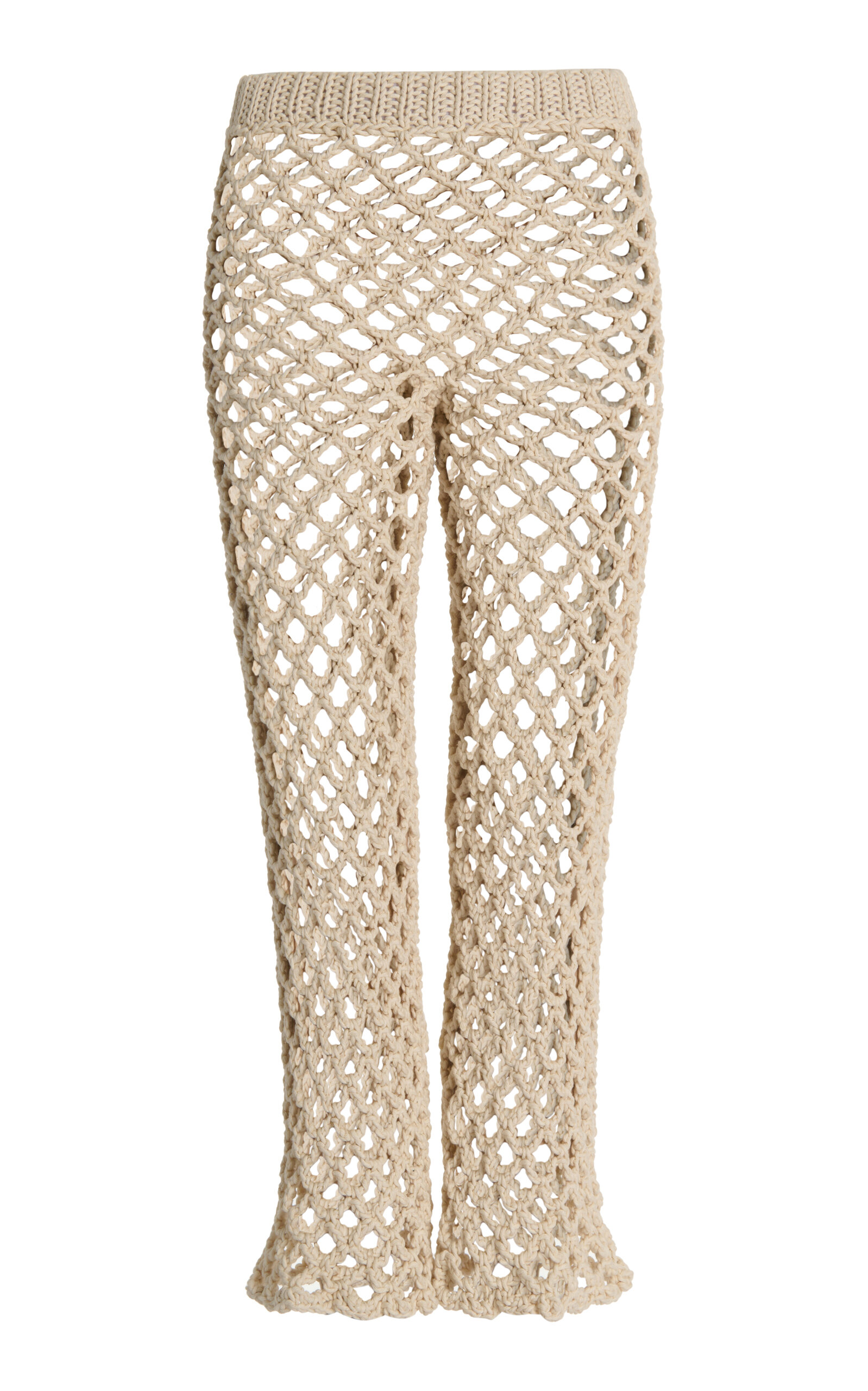 Nia Thomas Exclusive Simone Cropped Crochet Cotton Pants In Ivory