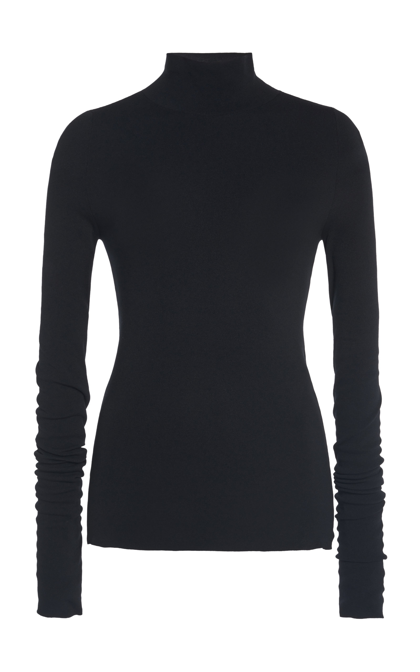Balenciaga Soft Nylon Fitted Turtleneck Sweater In Noir