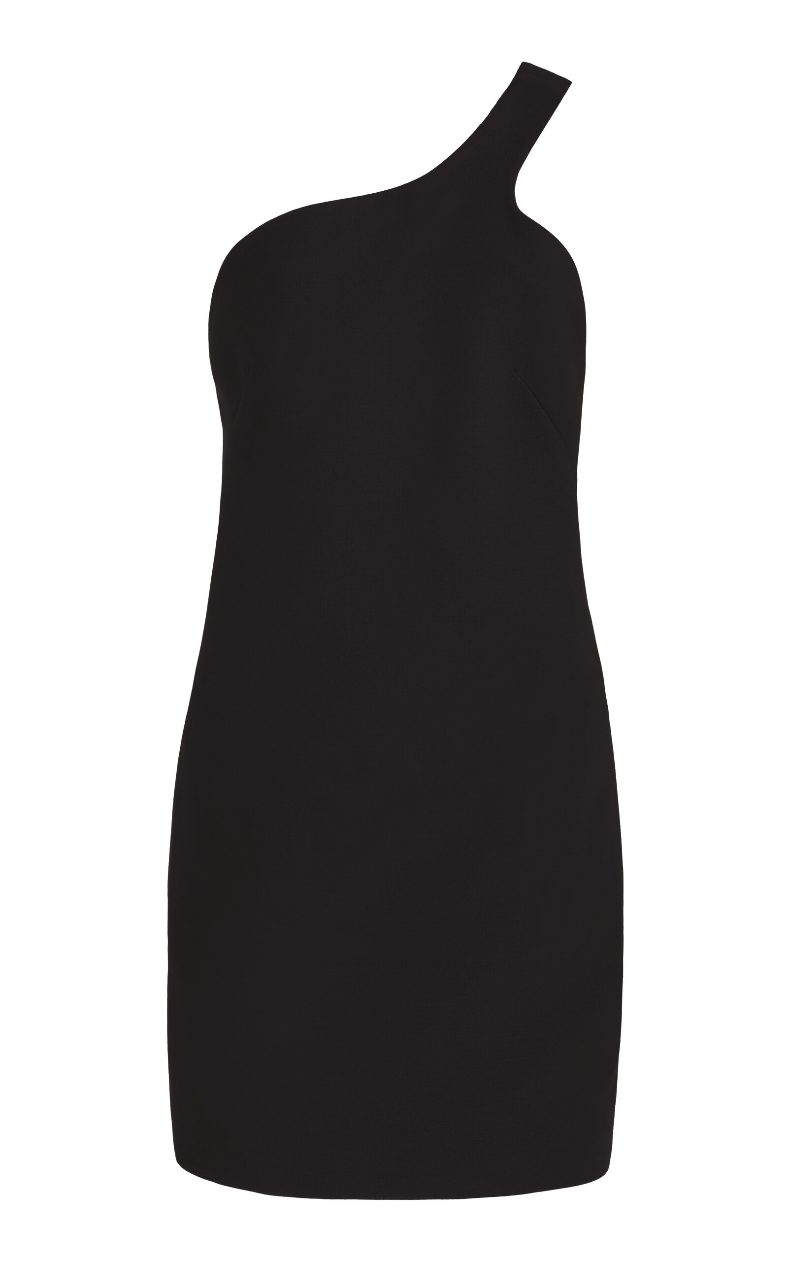 Valentino Couture One-shoulder Wool-silk Crepe Mini Dress In Black