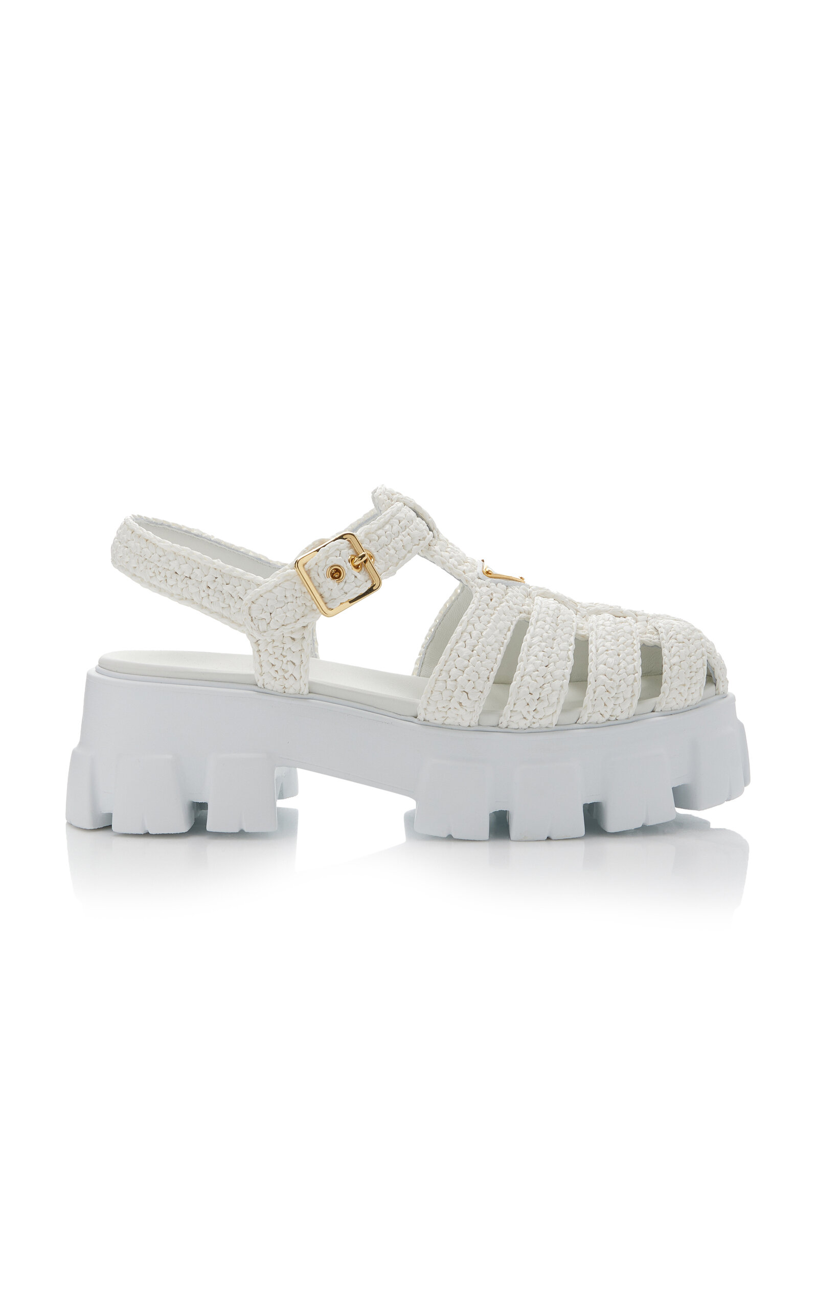 Prada Monolith White Rubber Fisherman Sandals Chunky Lug Sole Platform Shoes White Rubber Monolith sandals | PRADA - United States main image 2