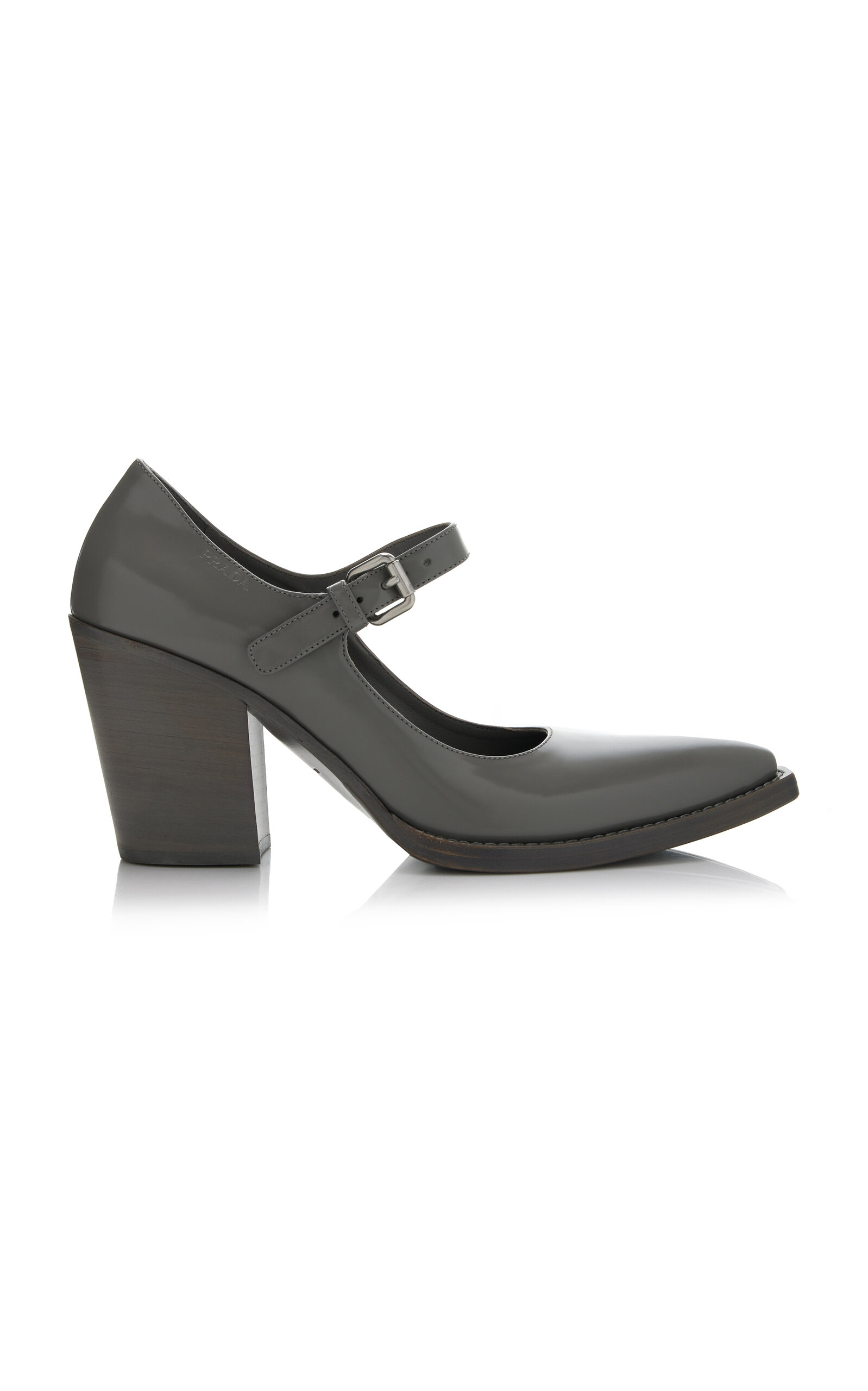 Prada Leather Pumps In Grey