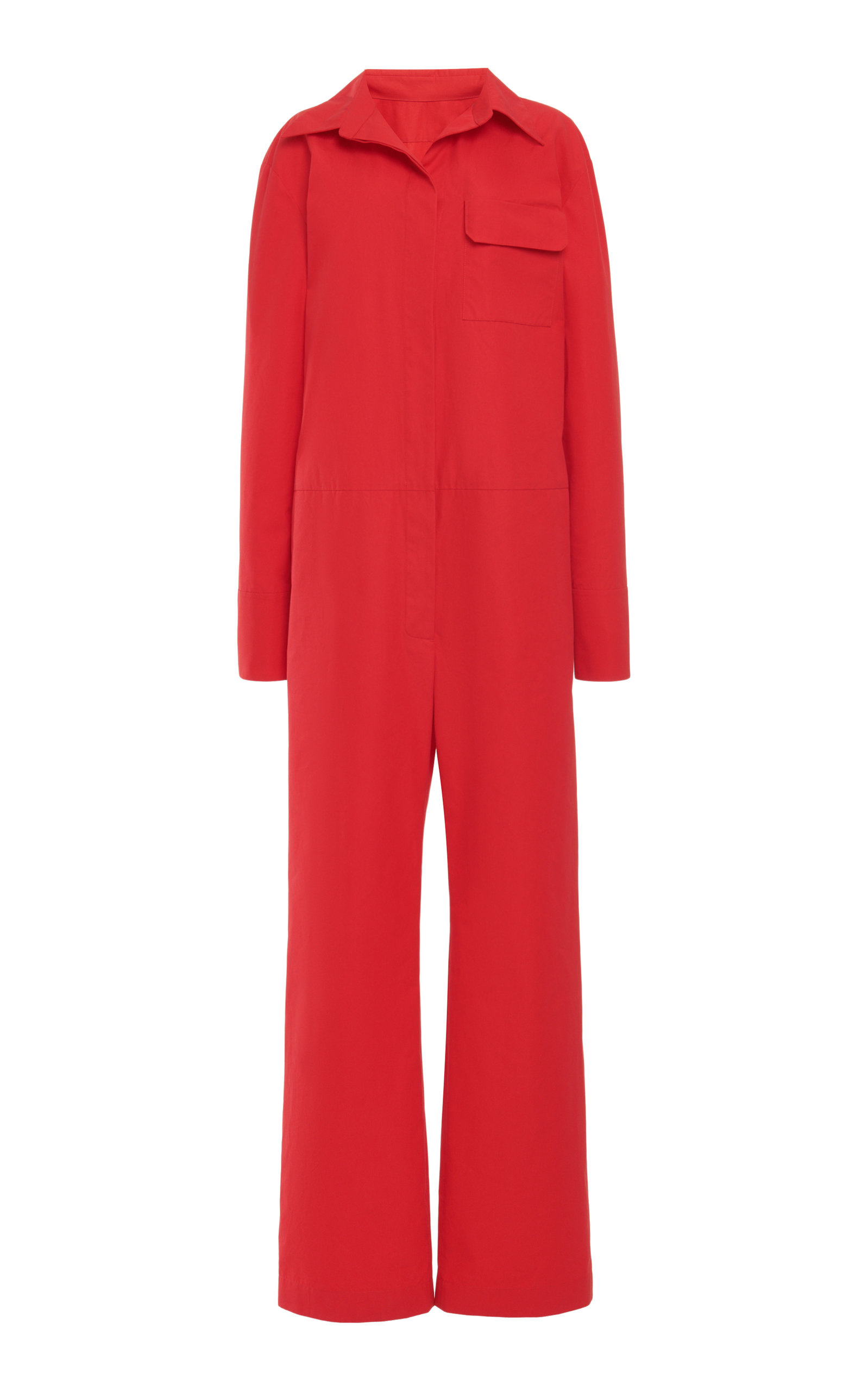 Valentino - Women's Oversized Cotton Poplin Jumpsuit - Red - IT 36 - Moda Operandi