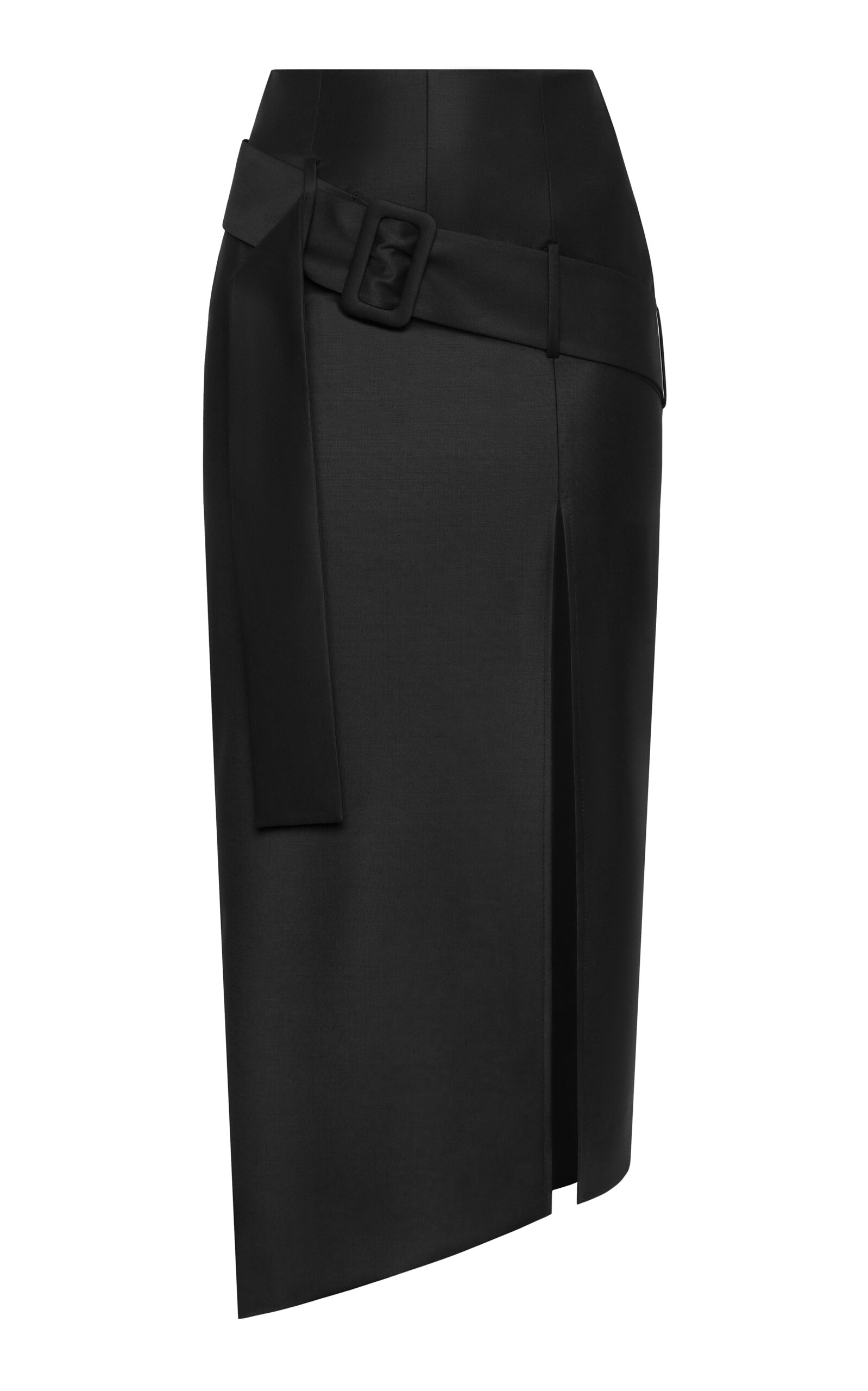 Materiel Belt-detailed Wool-blend Skirt In Black