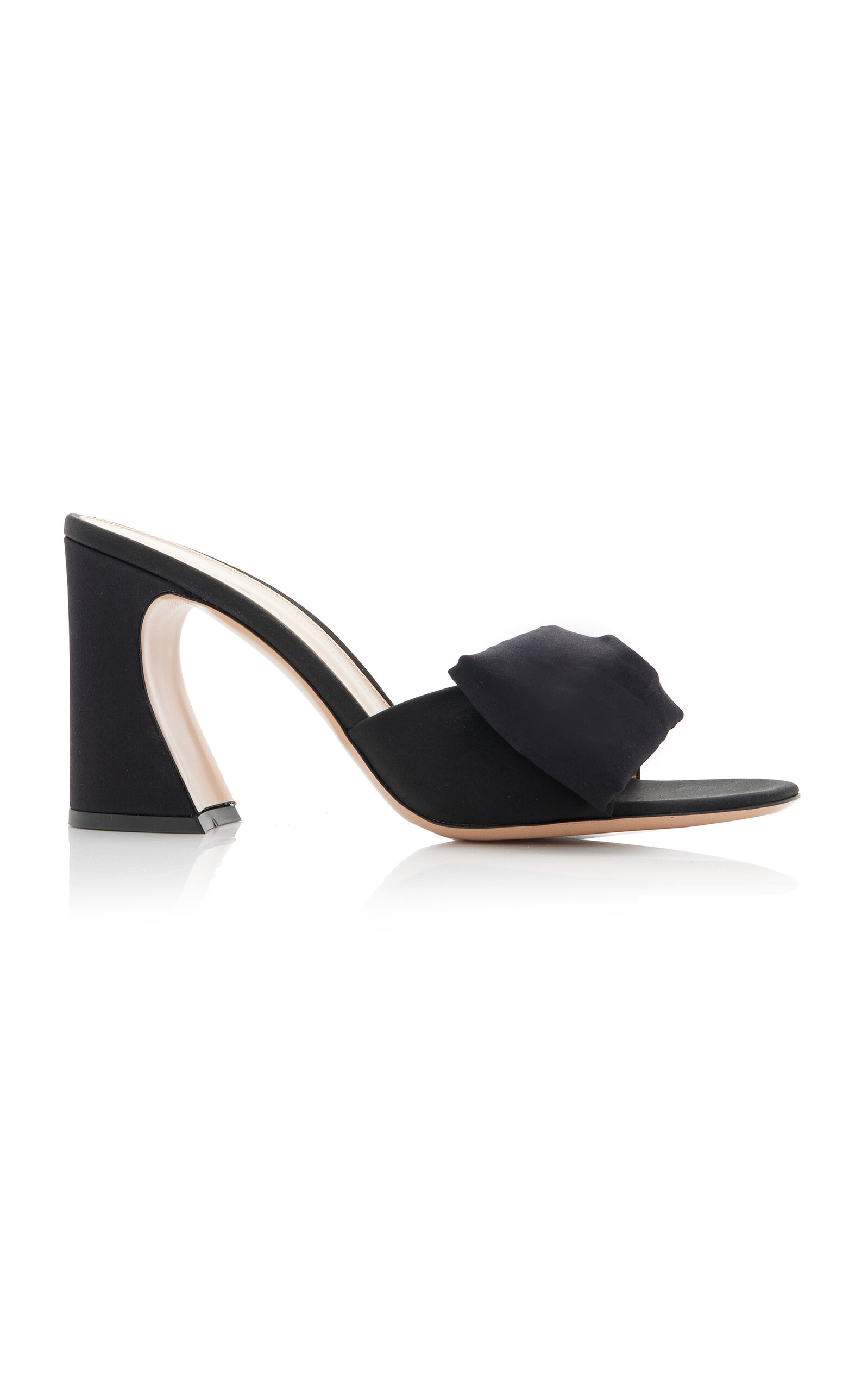 Gianvito Rossi Satin Bow Mule Sandals In Black