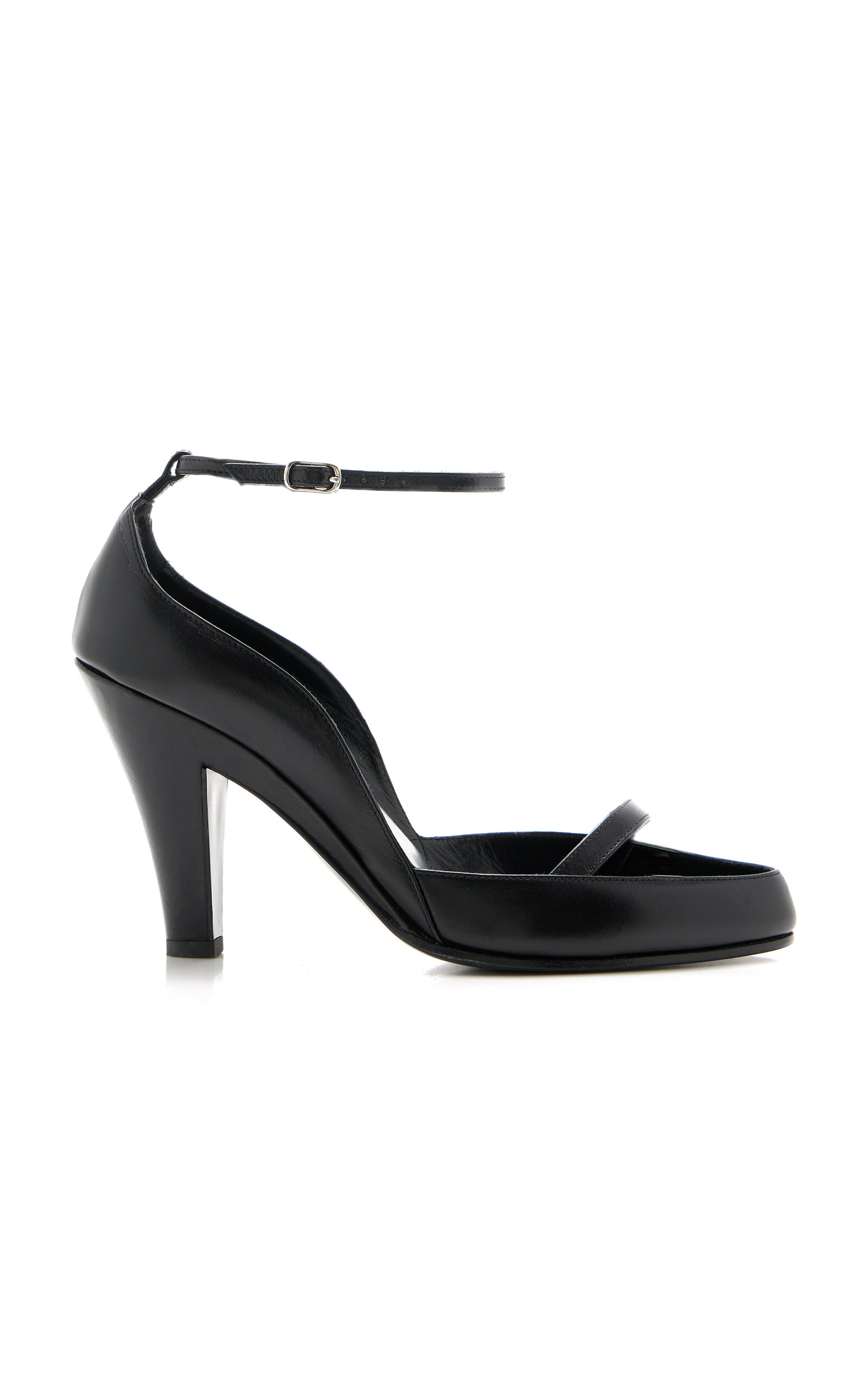 The Row Leather Sandals In Black