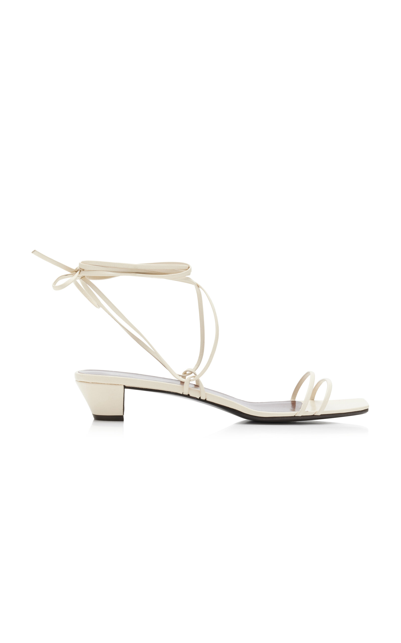 The Row Lace-up 50 Leather Kitten-heel Sandals In Ivory
