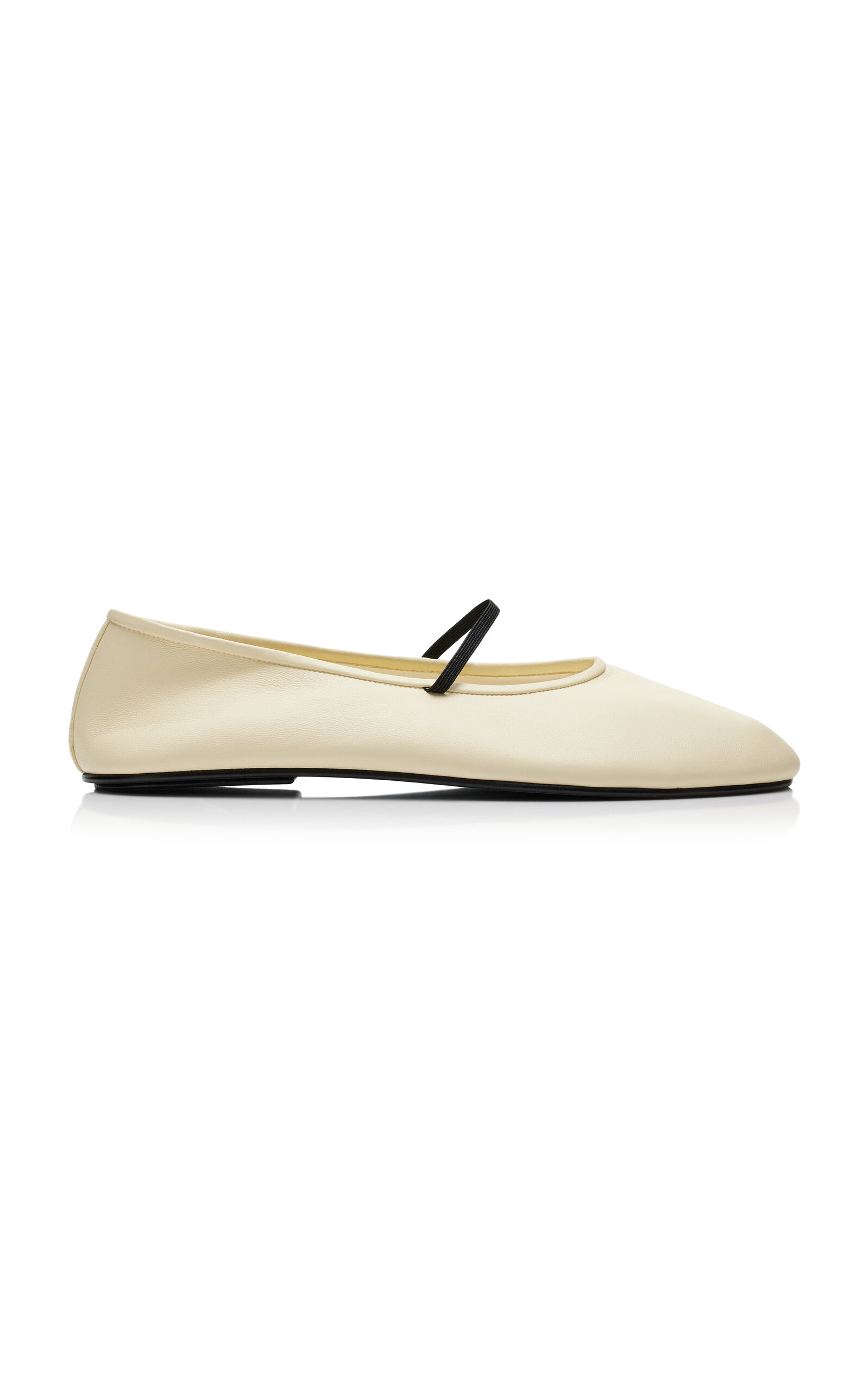 The Row Elastic Leather Ballet Flat In Ivory