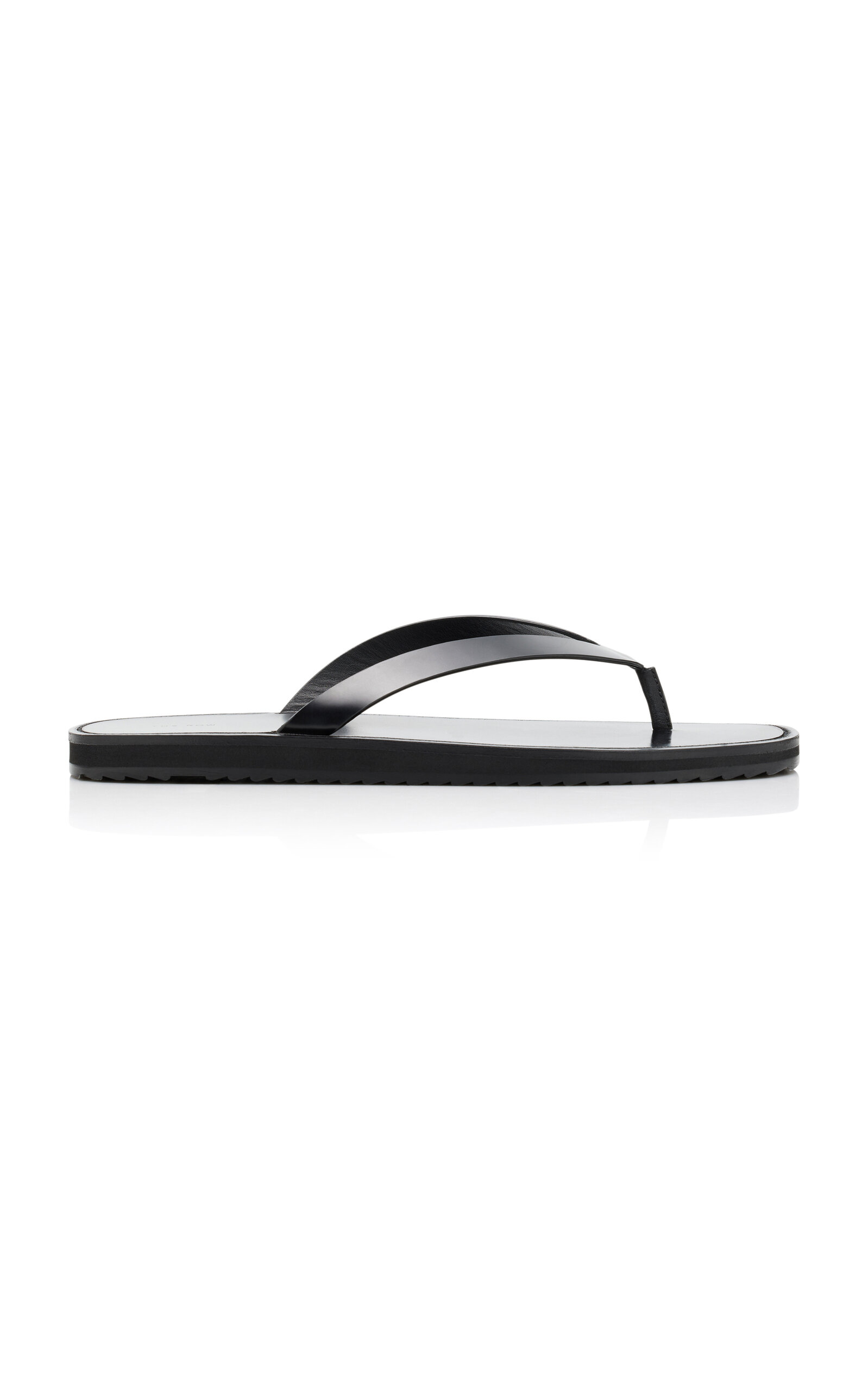 The Row - City Leather Flip-Flop Sandals - Black - IT 41 - Moda Operandi
