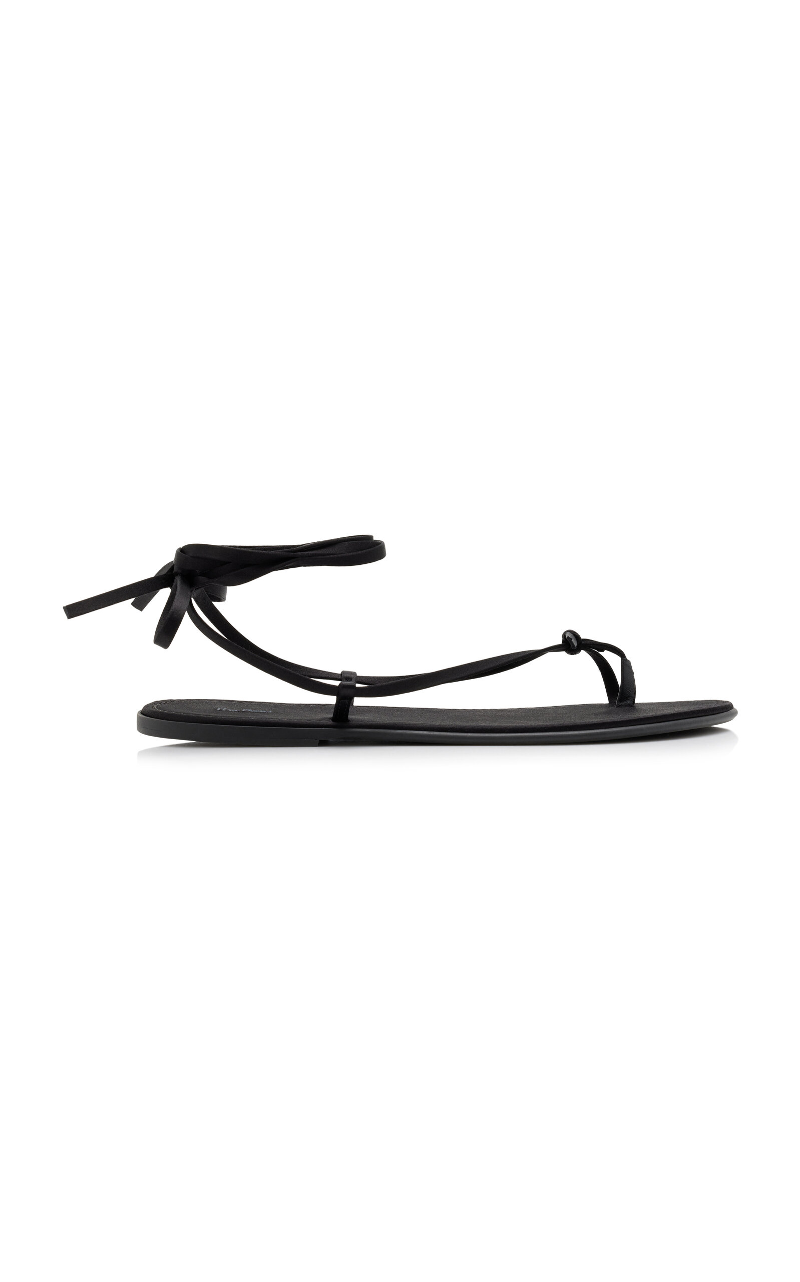 The Row Knotted Satin Sandals In Black