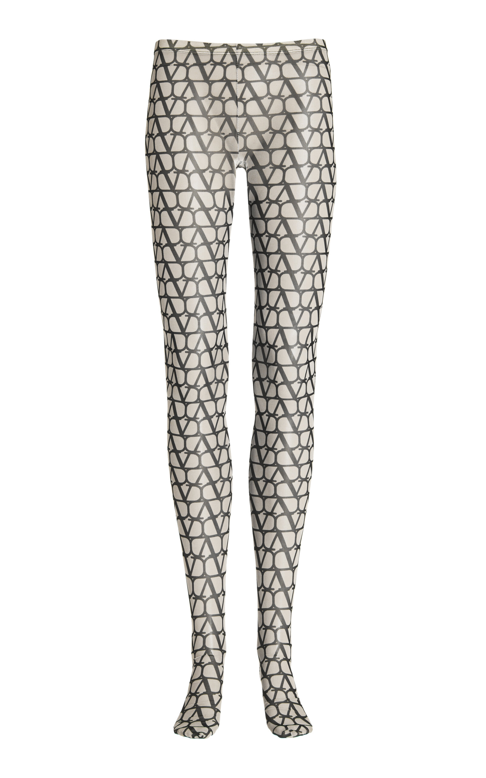 Valentino Iconographe Tulle Tights In Black,white