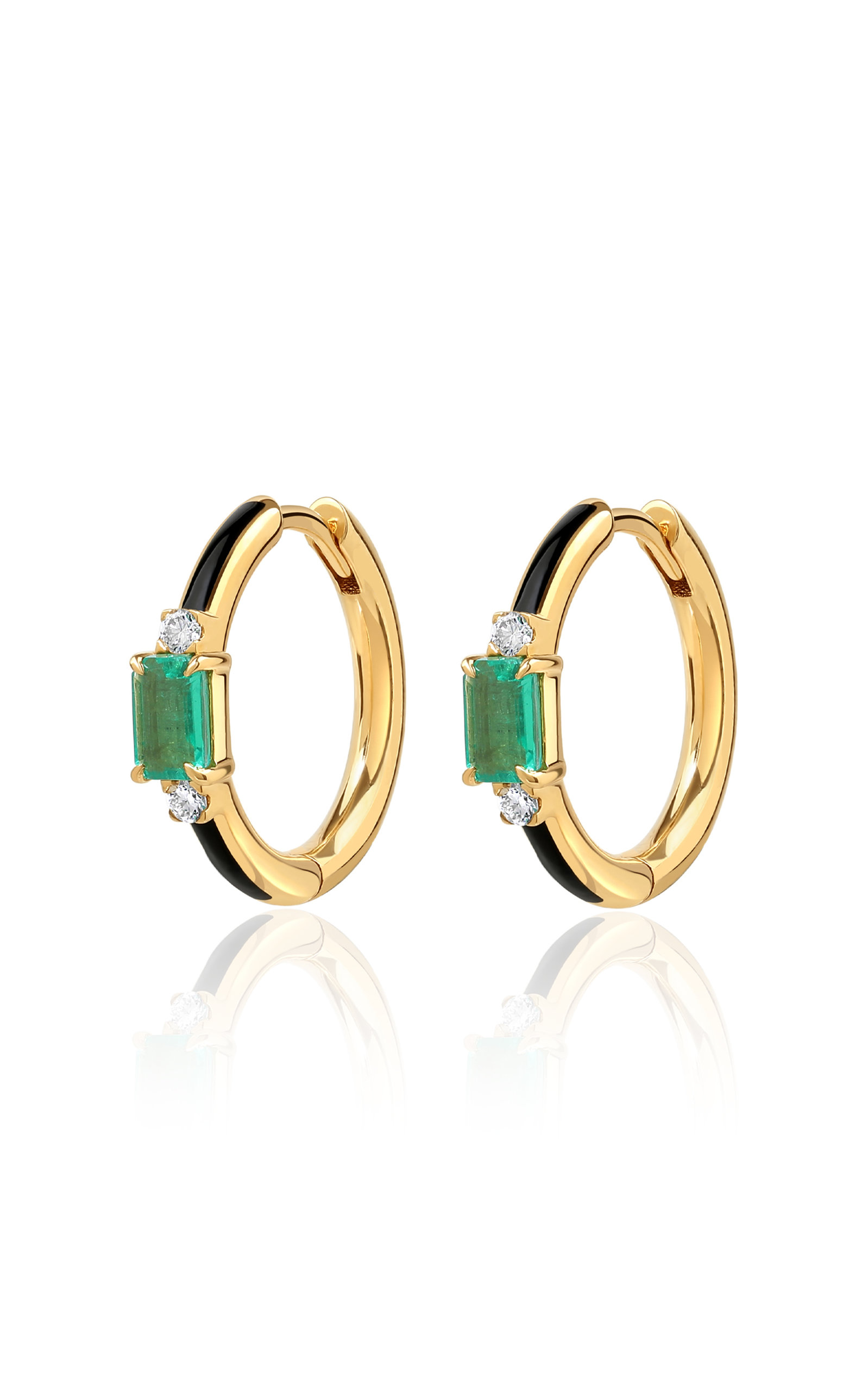 Shop State Property 18k Gold Emerald Parameswara Enchantress Hoop Earrings In Green