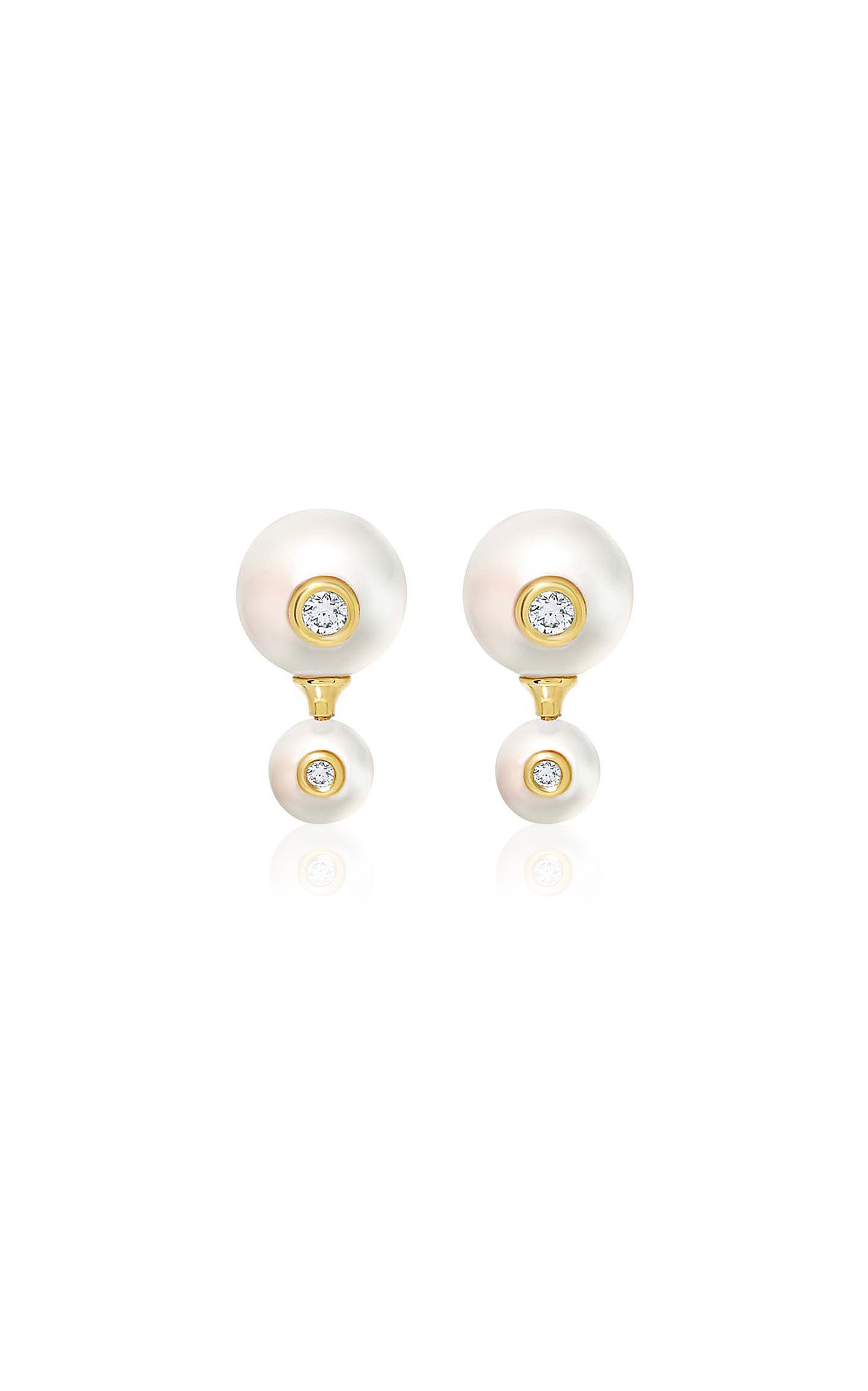 State Property 18k Gold Diamond Nemara Pearl Earrings In White