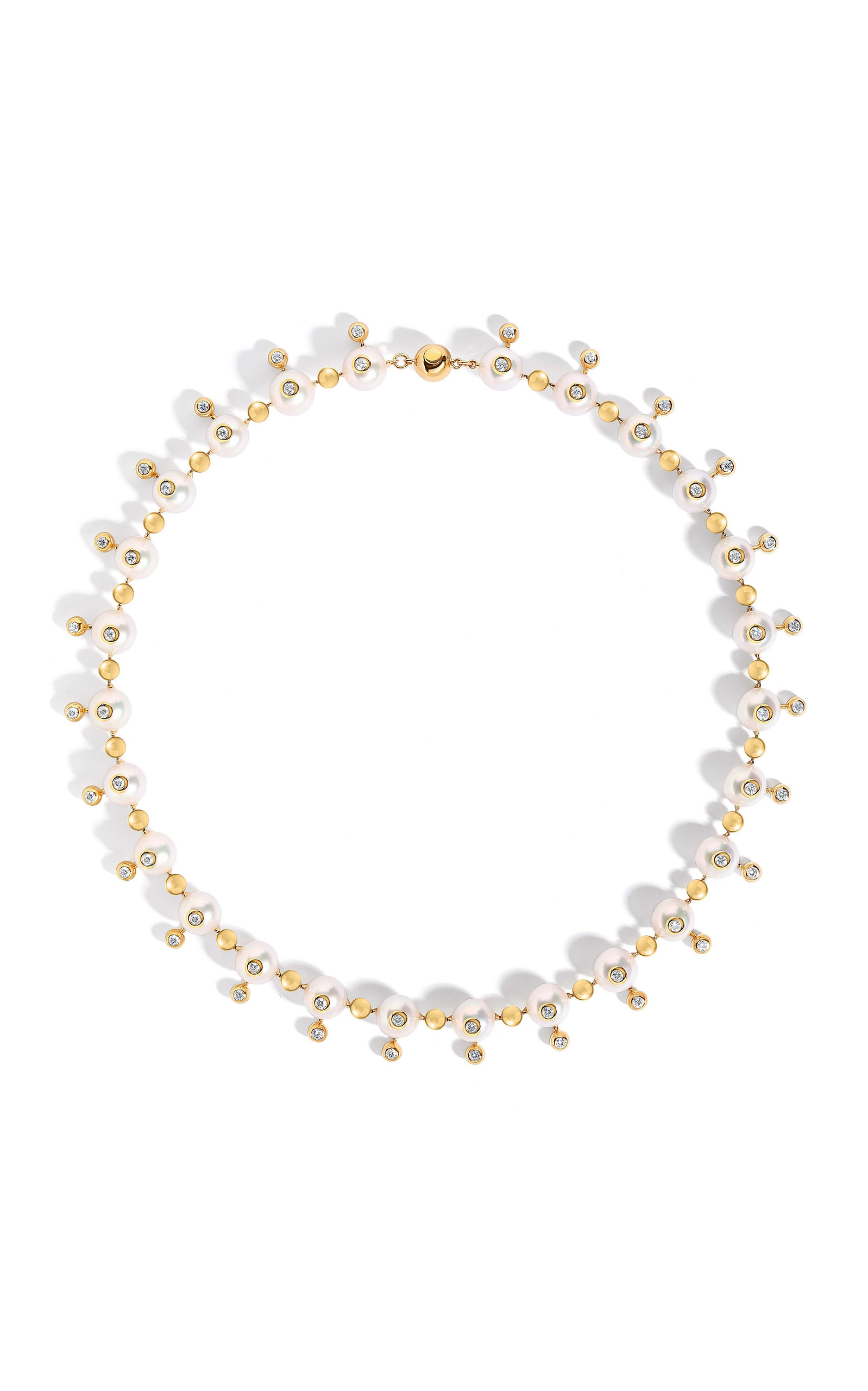 State Property 18k Gold Diamond Nemara Pearl Necklace In White