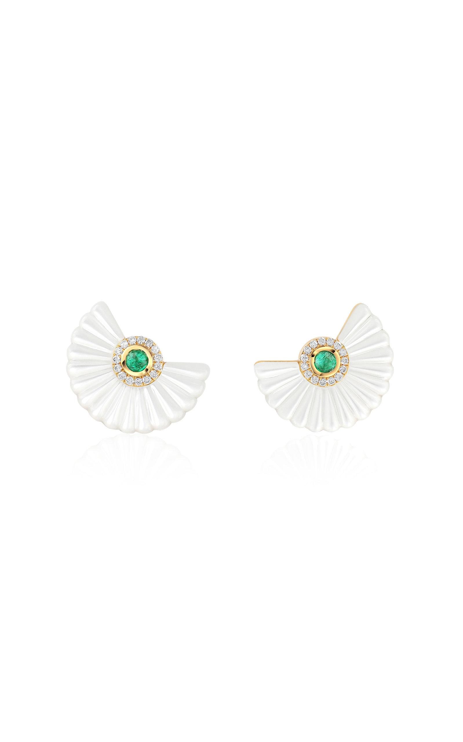 Shop State Property 18k Gold Emerald Alara Snowdrop Earrings In White