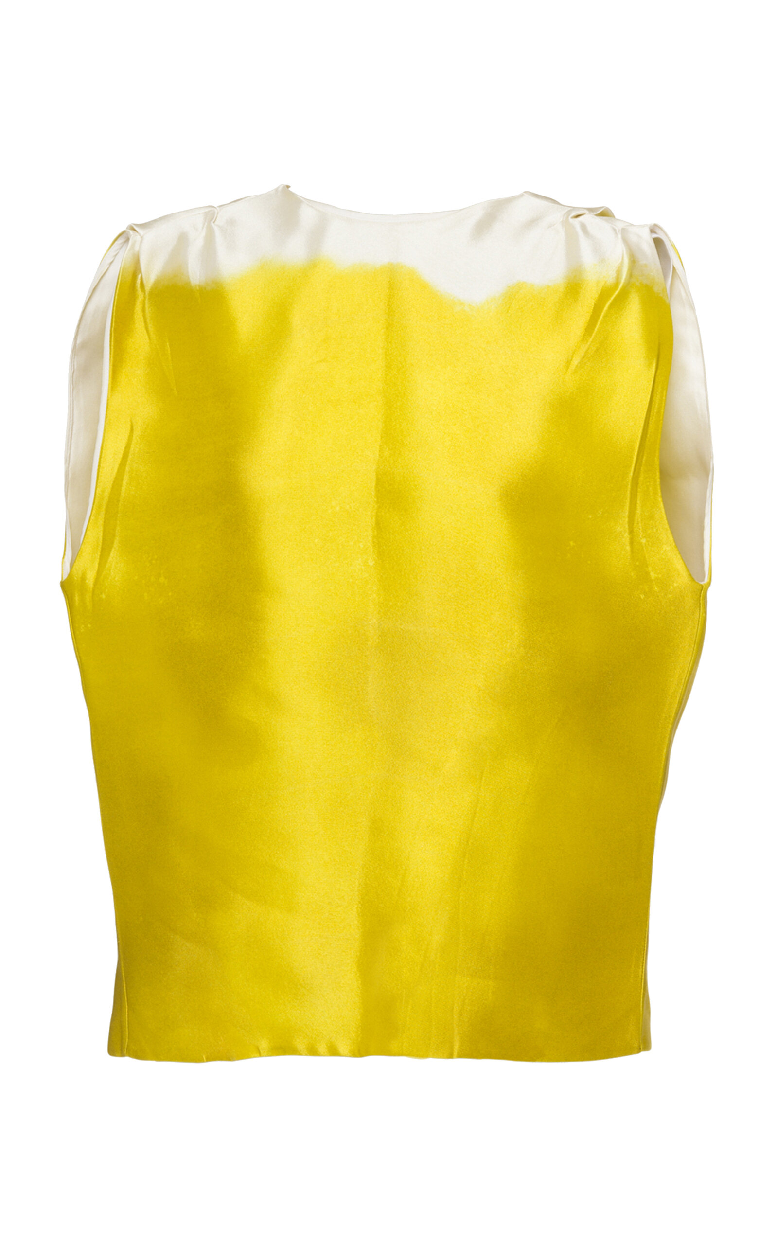 Prada Sleeveless Asymmetric Satin Button Top In Yellow