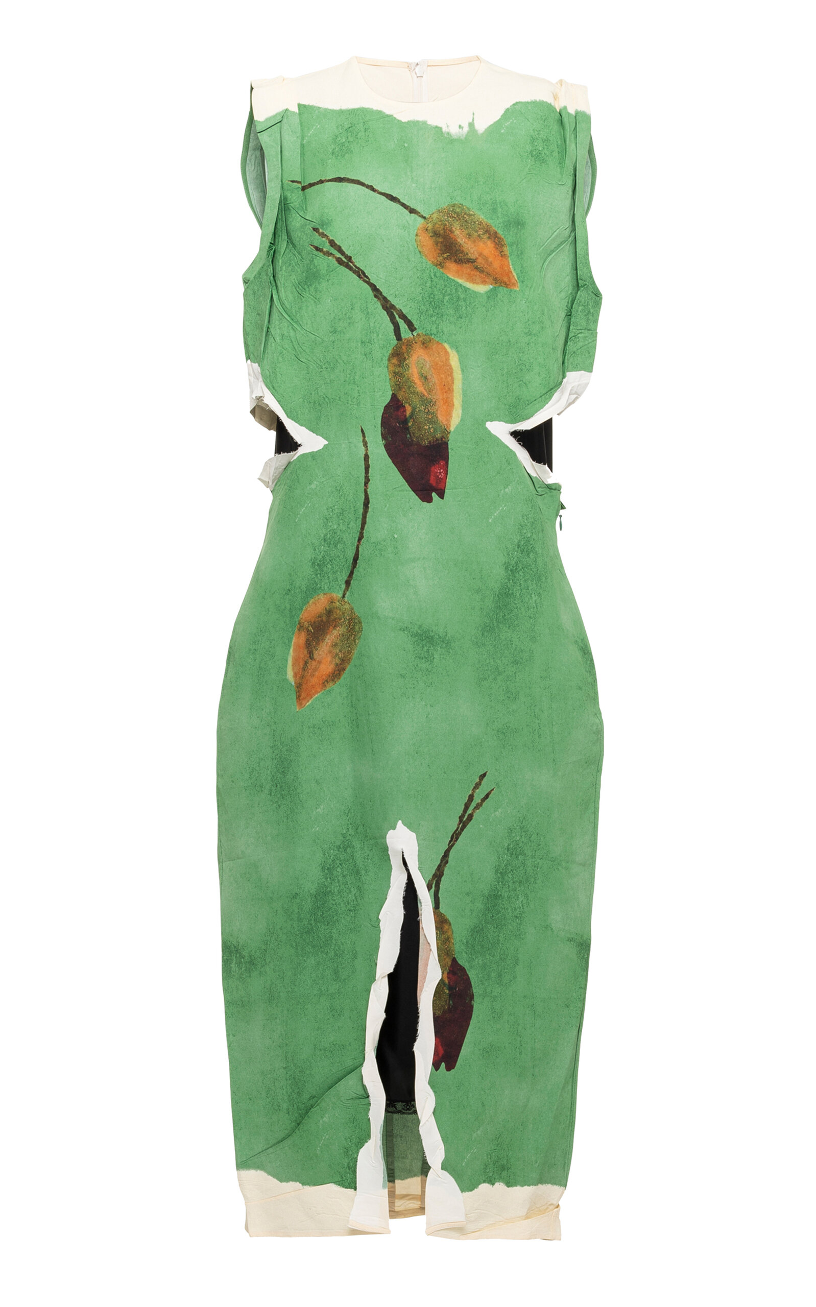 Shop Prada Cutout Midi Dress In Green