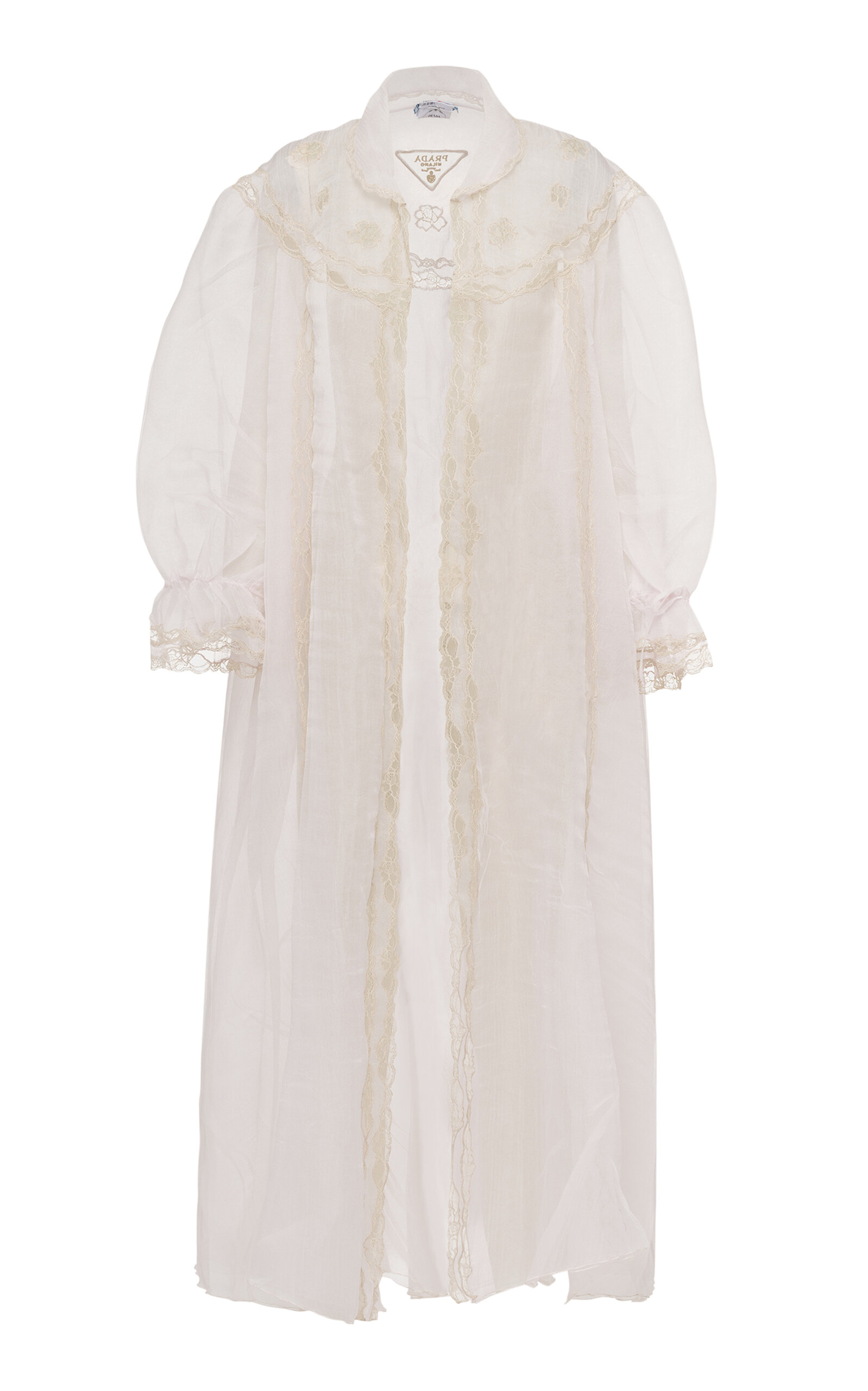 Prada Embroidered Nylon Over Shirt In White