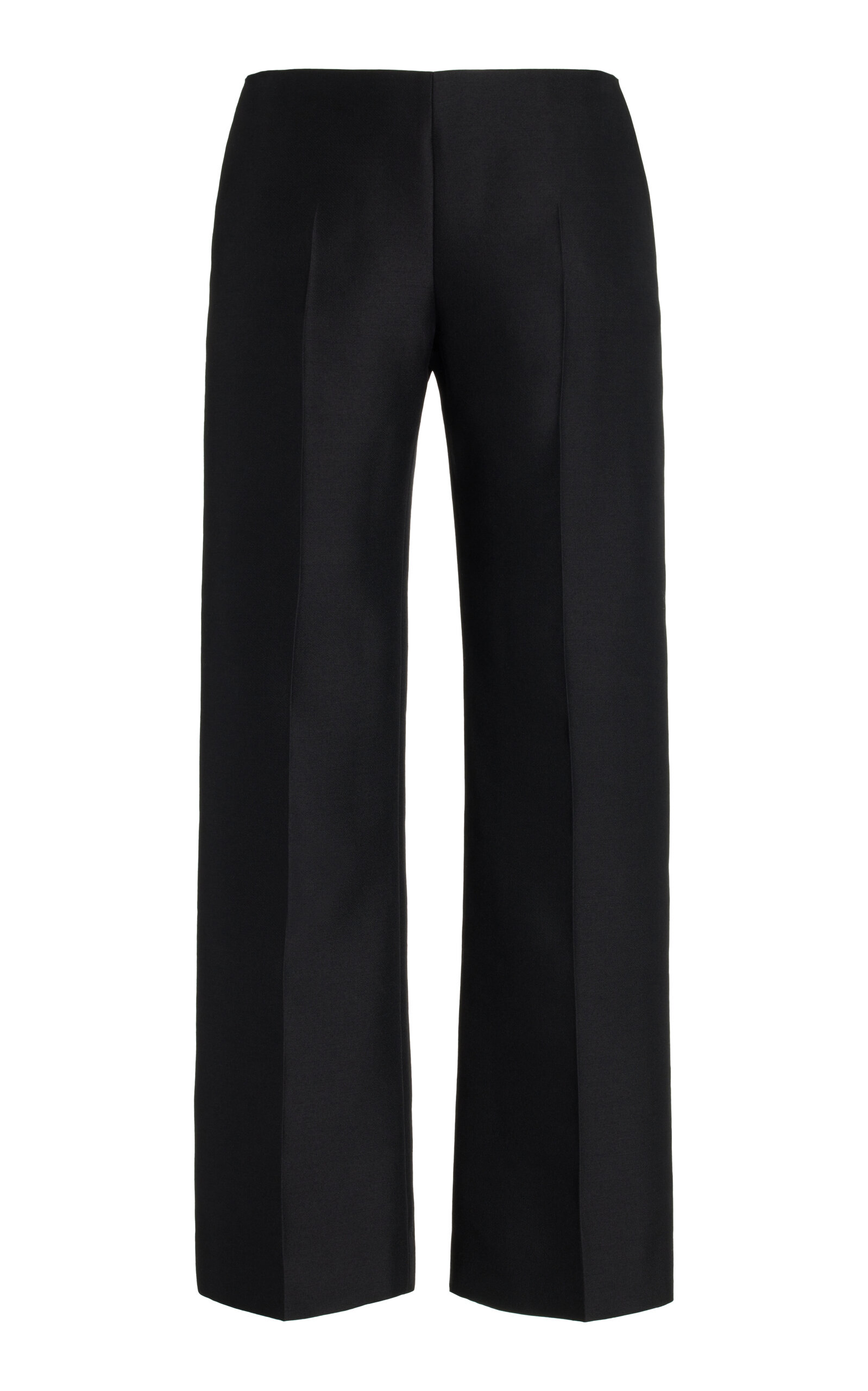 Shop The Row Flame Low-waisted Wool-silk Straight-leg Pants In Black