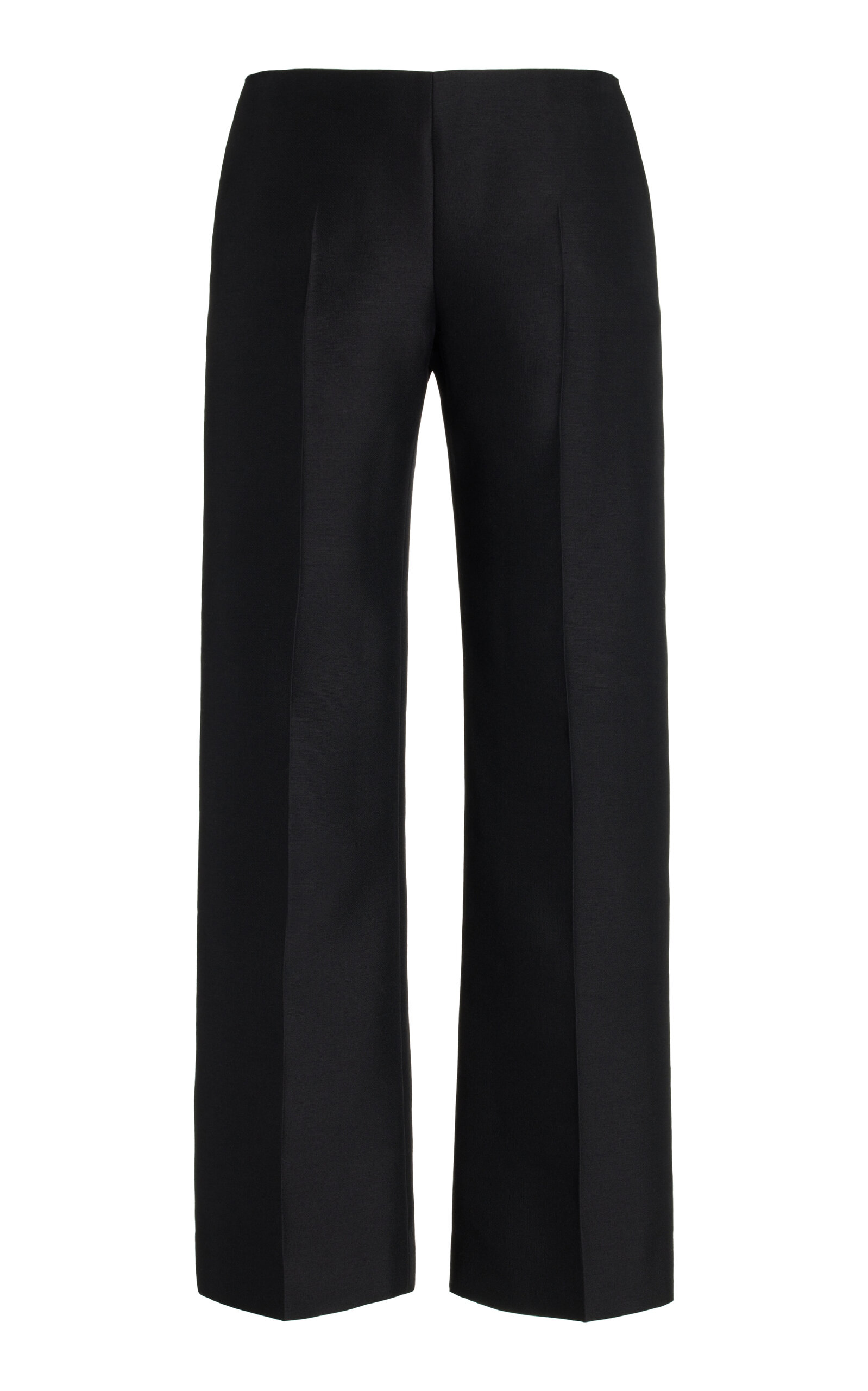 Shop The Row Flame Low-waisted Wool-silk Straight-leg Pants In Black