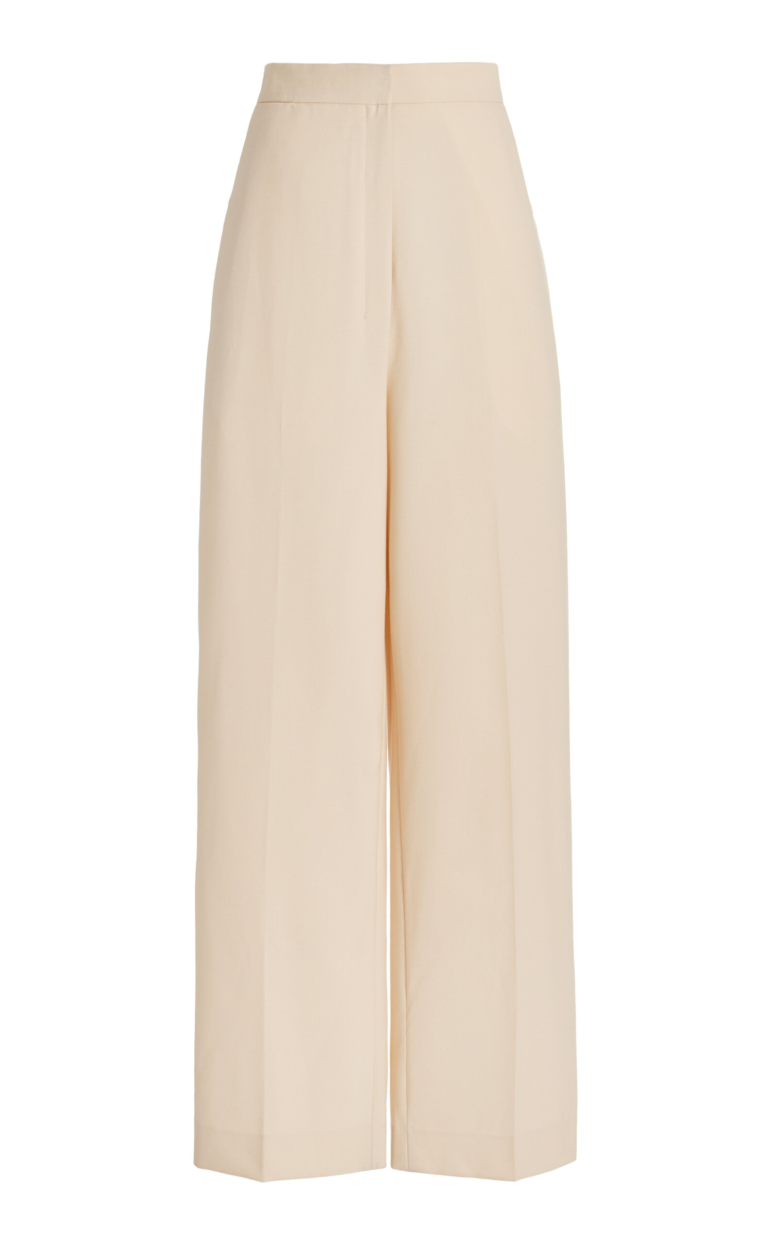The Row Gordon High-waisted Wool-cotton Wide-leg Pants In Pink