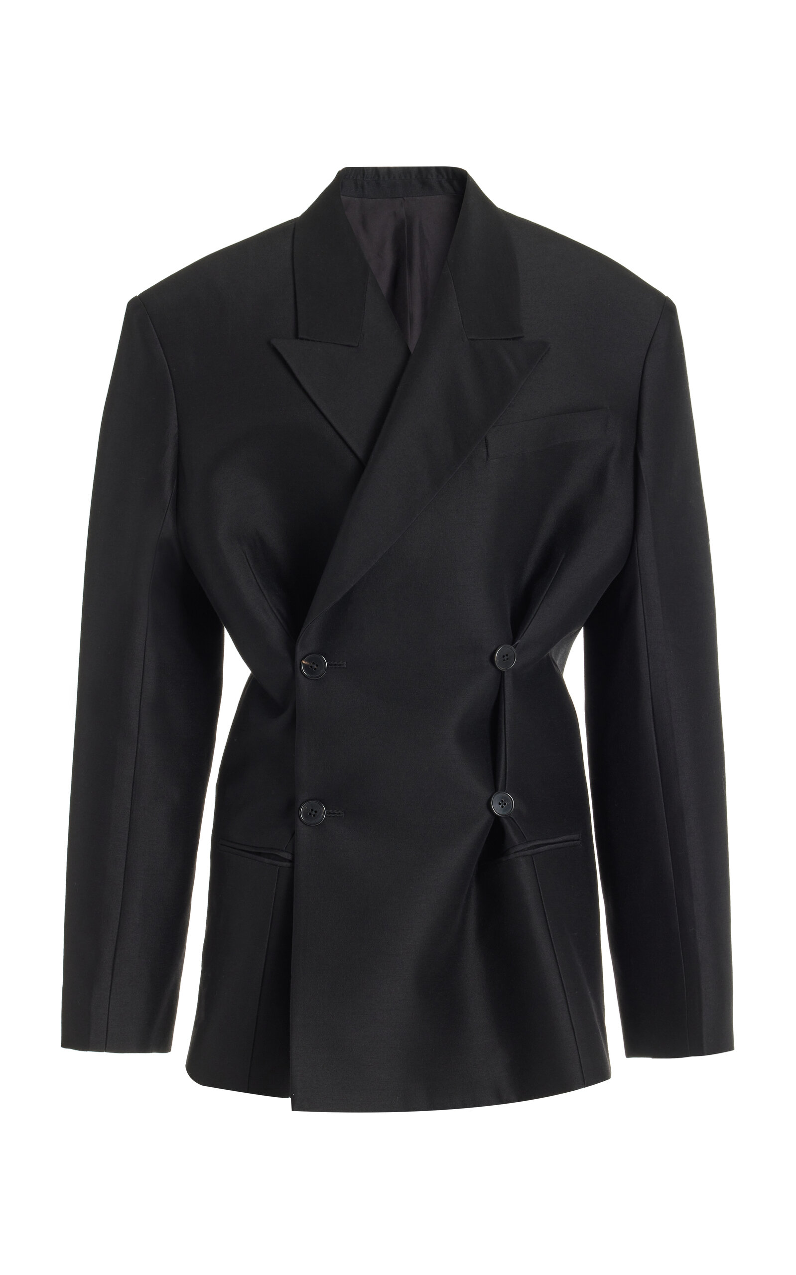 Shop The Row Cosima Double-breasted Wool-silk Blazer In Black