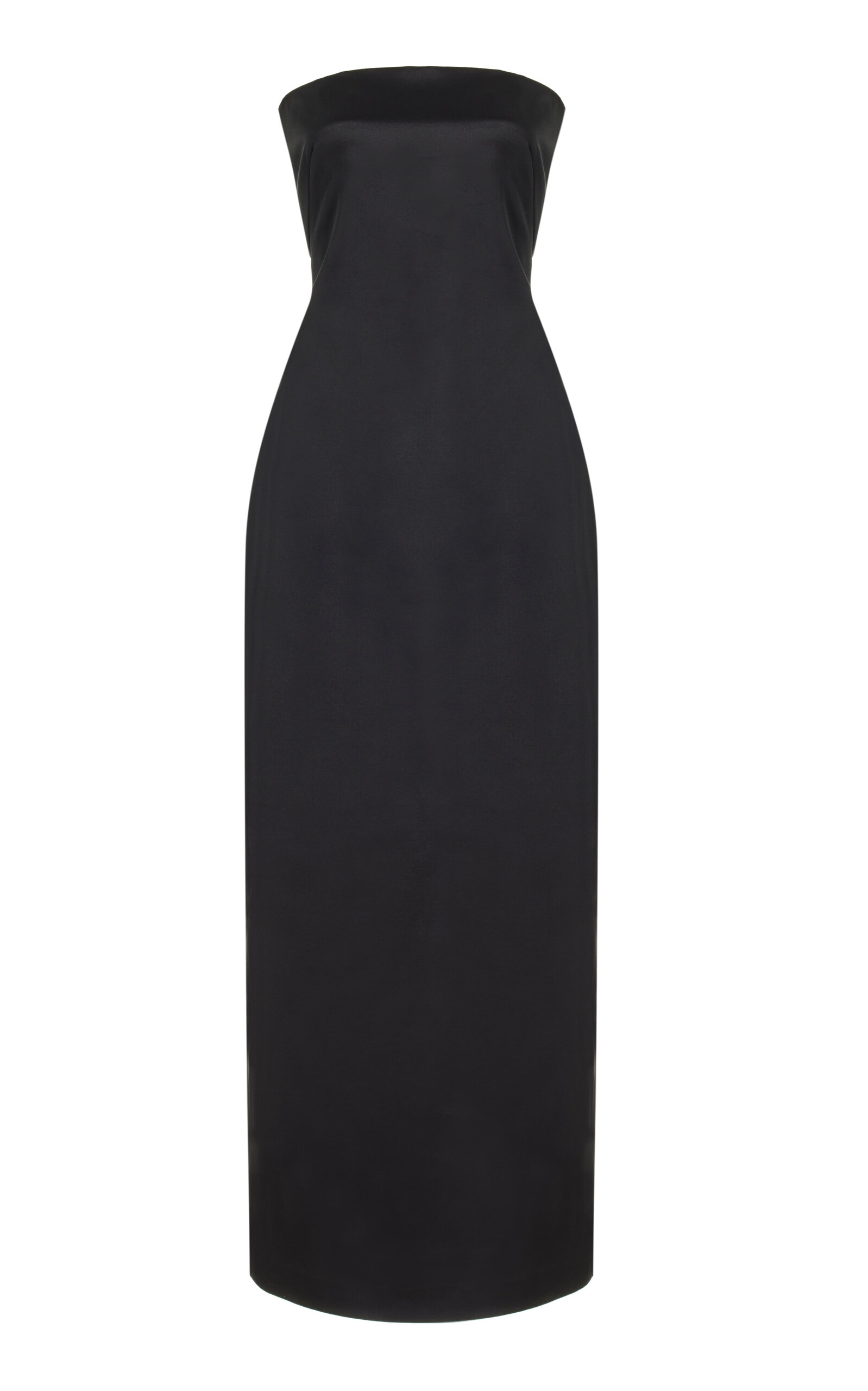 The Row Reeta Strapless Wool And Silk-blend Maxi Dress In Black