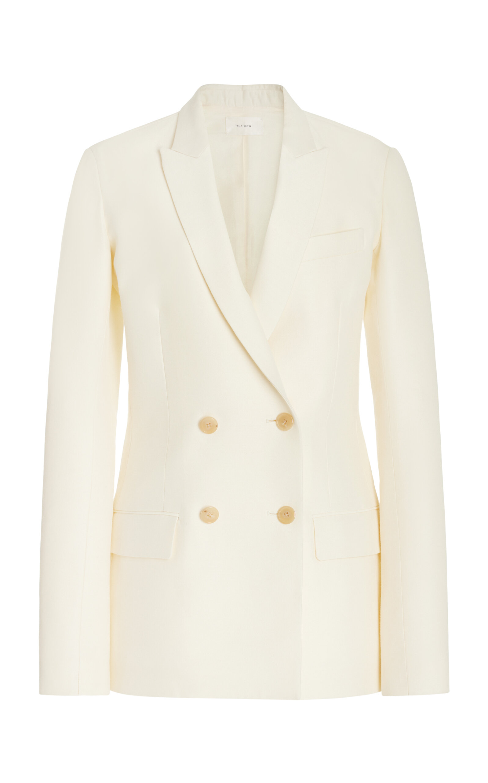 The Row - Aristide Double-Breasted Wool-Silk Blazer Jacket - Neutral - US 8 - Moda Operandi