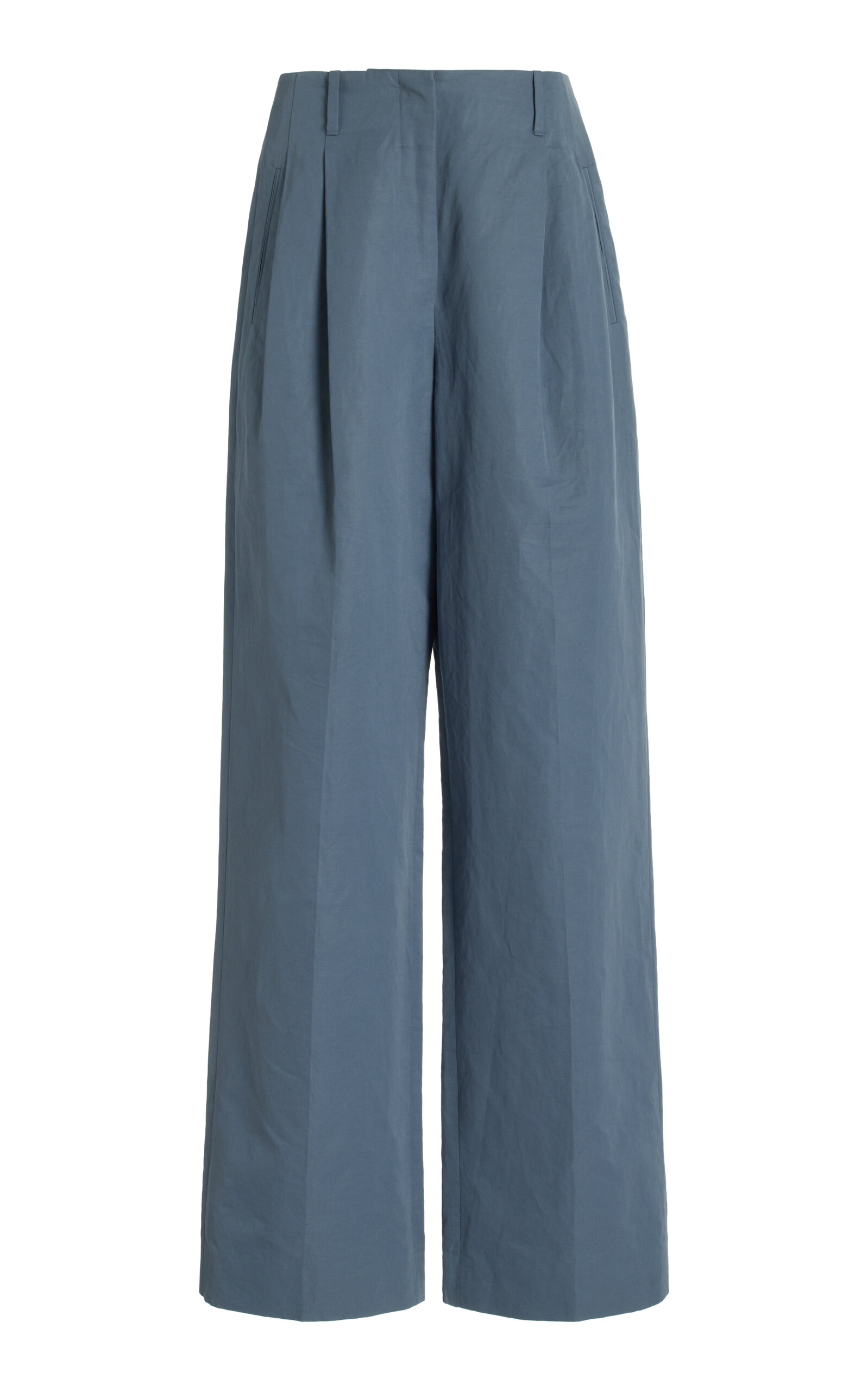 THE ROW GAUGIN PLEATED COTTON-BLEND WIDE-LEG PANTS