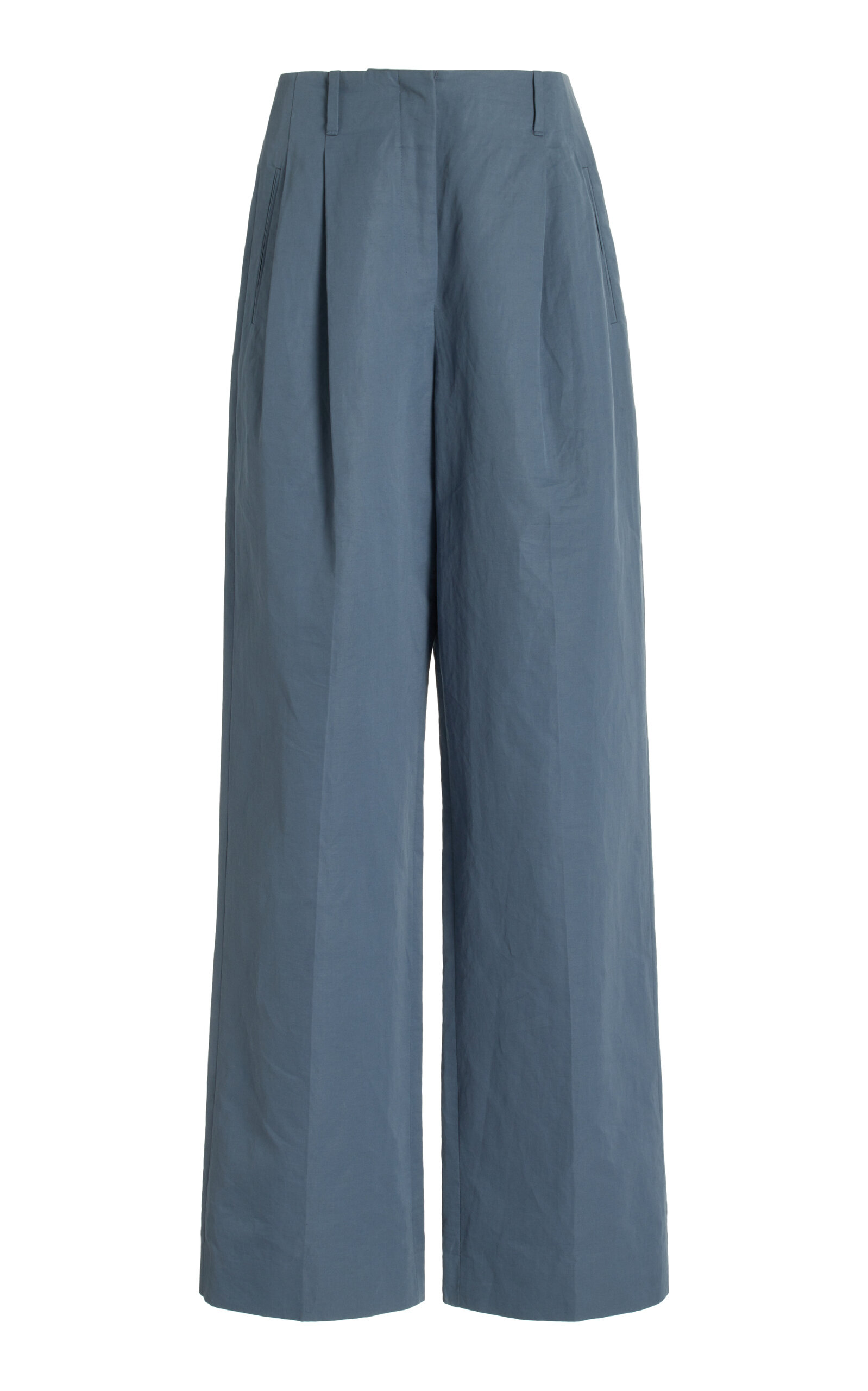 The Row Gaugin Cotton And Ramie-blend Wide-leg Pants In Blue