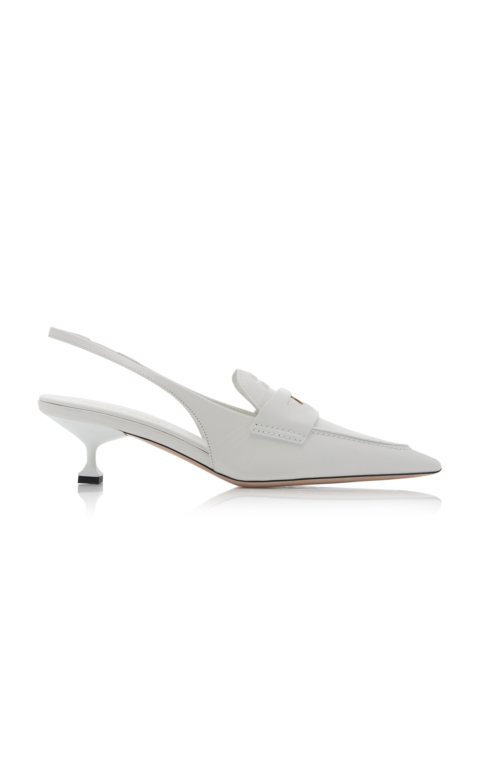 Miu Miu Leather Penny Loafers In White