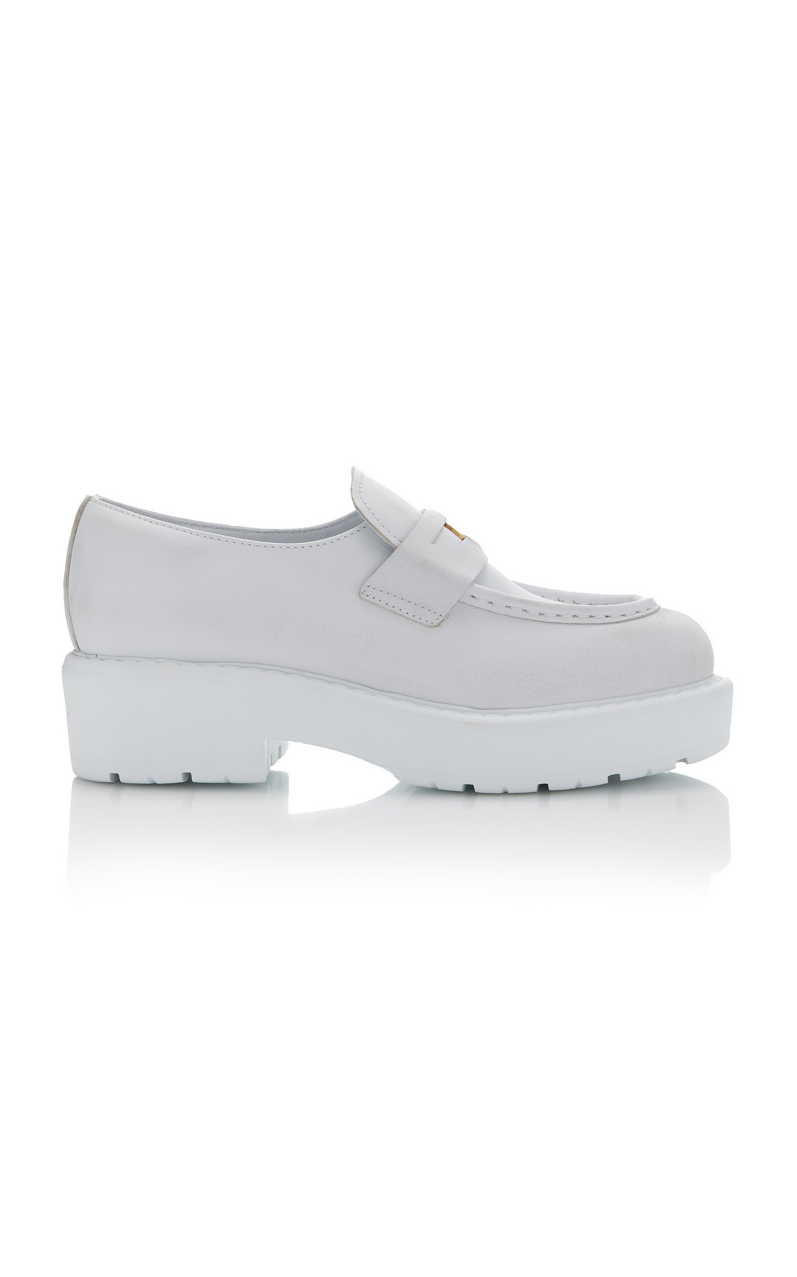 Miu Miu Decollete Leather Loafers In White