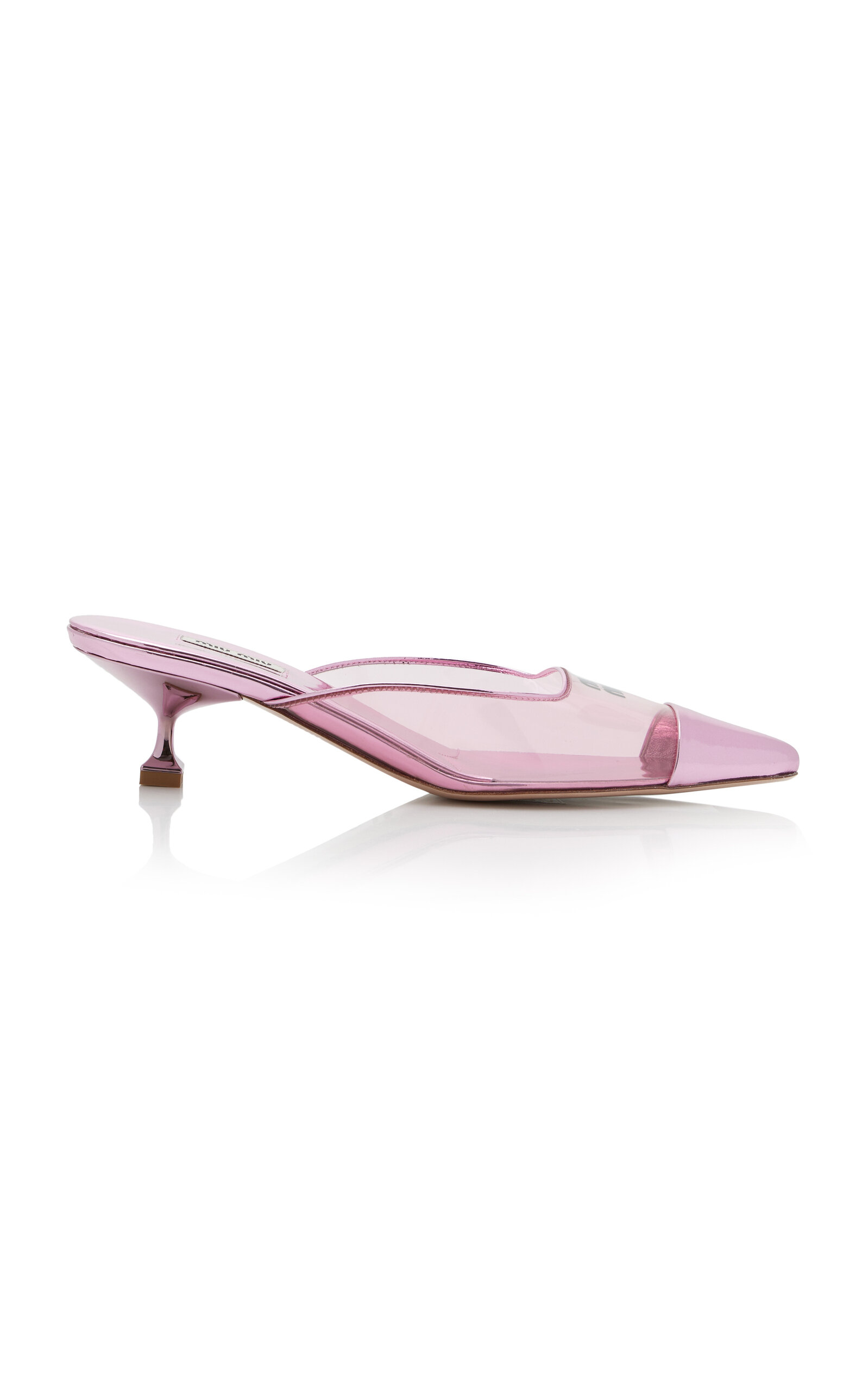 Shop Miu Miu Sabot Metallic Mules In Pink