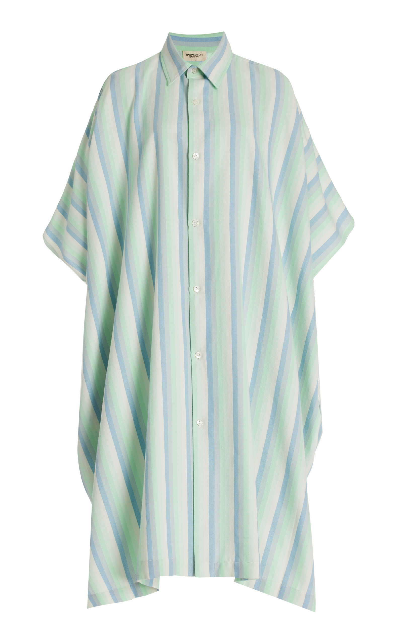 Marrakshi Life Women's Exclusive Oversized Striped Cotton Midi Kaftan Dress